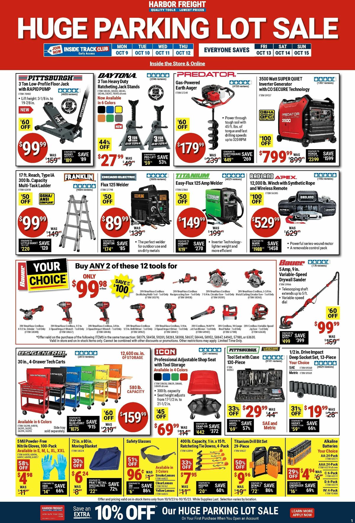 Harbor Freight Tools Weekly Ad from October 9