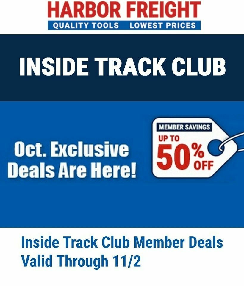 Harbor Freight Tools Inside Track Club Member Deals Weekly Ad from October 14