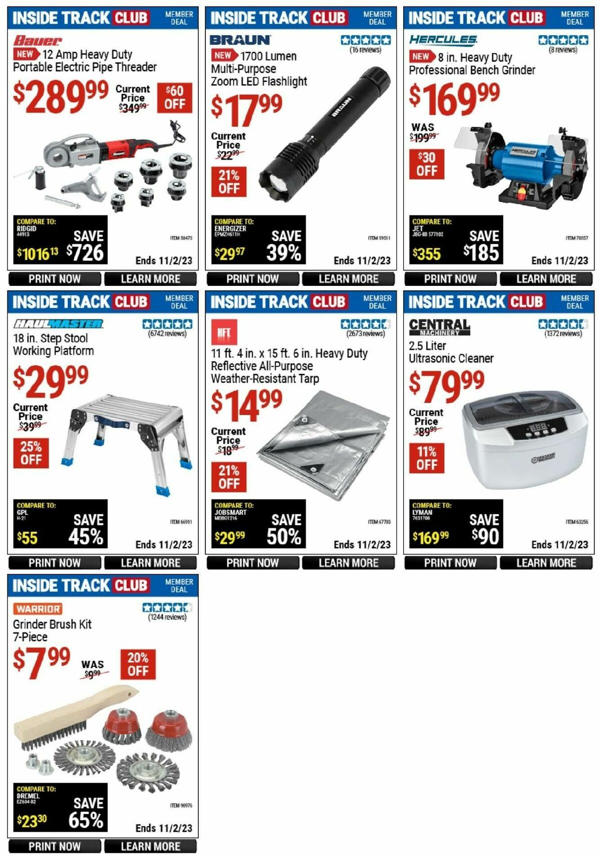Harbor Freight Tools Inside Track Club Member Deals Weekly Ad from October 14