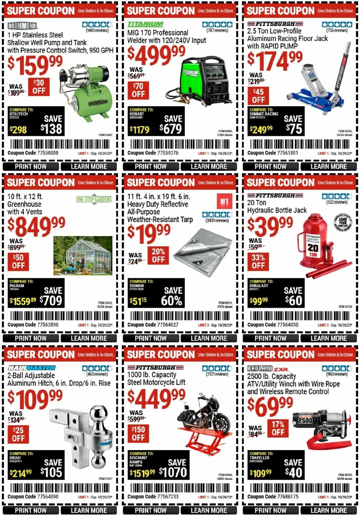 Harbor Freight Tools Weekly Ad from October 16