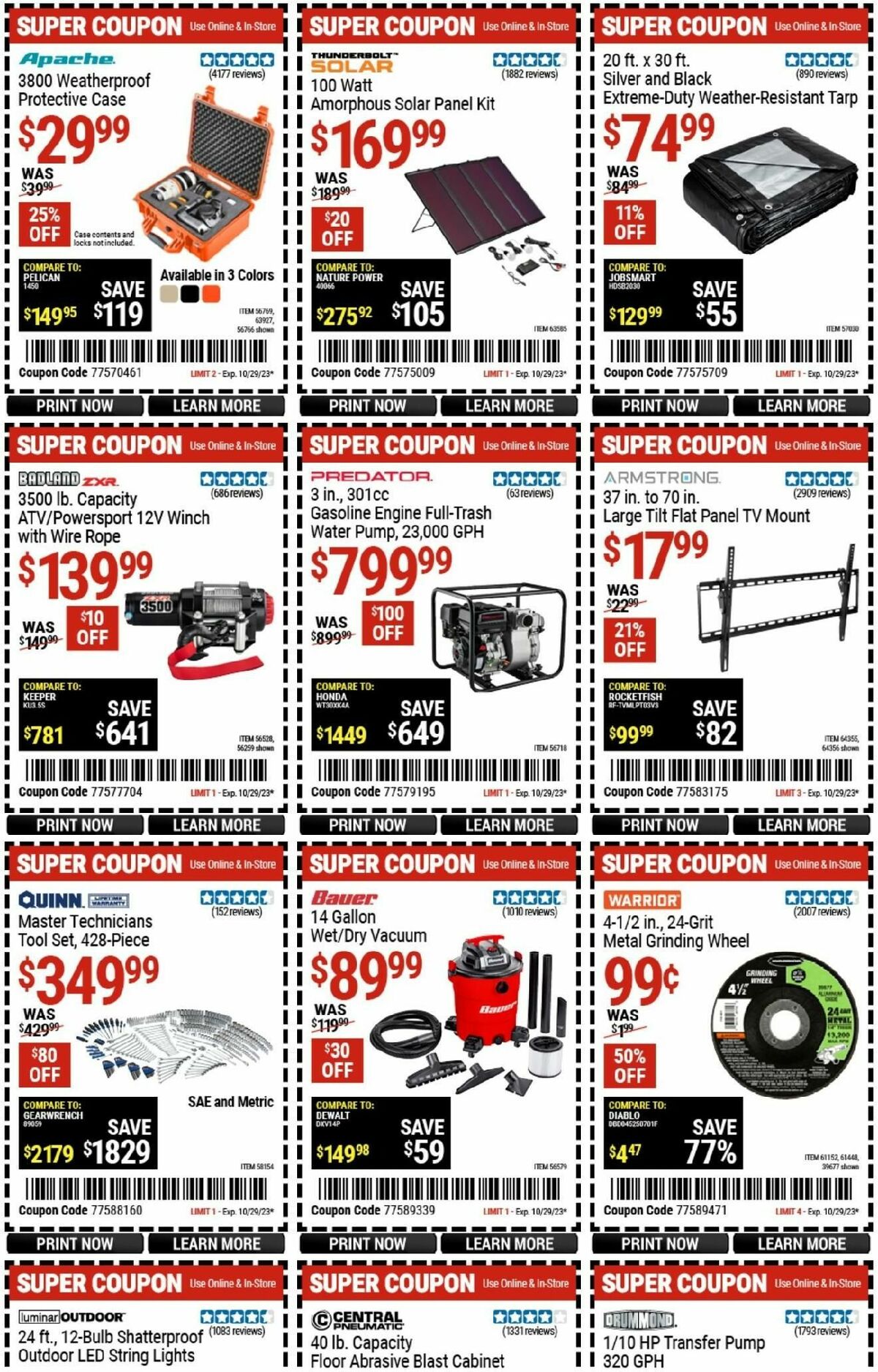 Harbor Freight Tools Weekly Ad from October 16