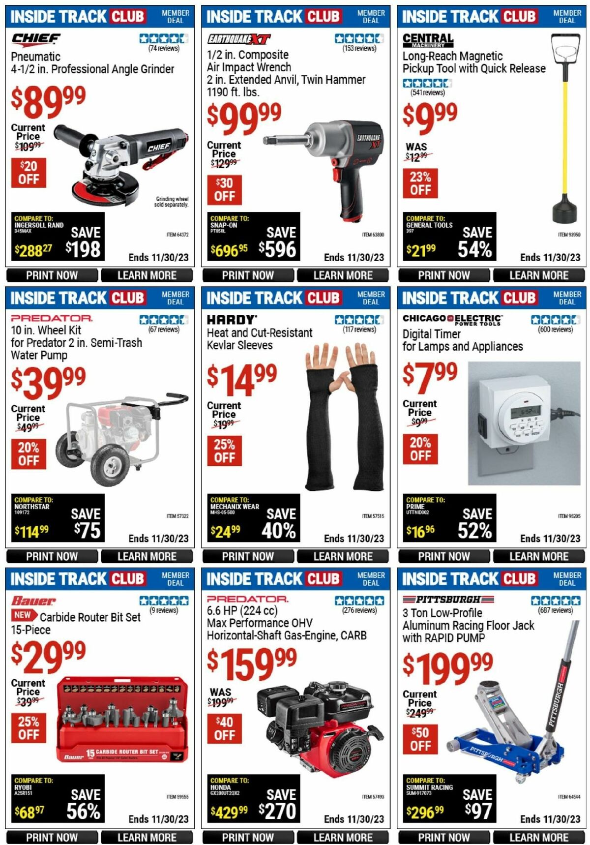 Harbor Freight Tools Inside Track Club Member Deals Weekly Ad from November 25