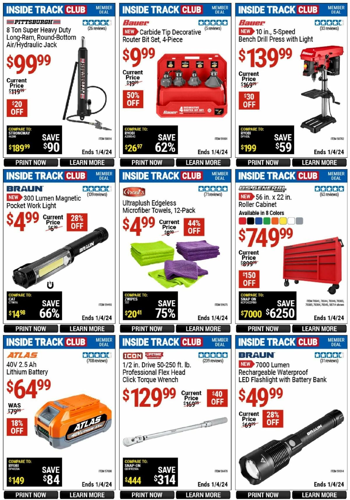 Harbor Freight Tools Inside Track Club Member Deals Weekly Ad from December 11
