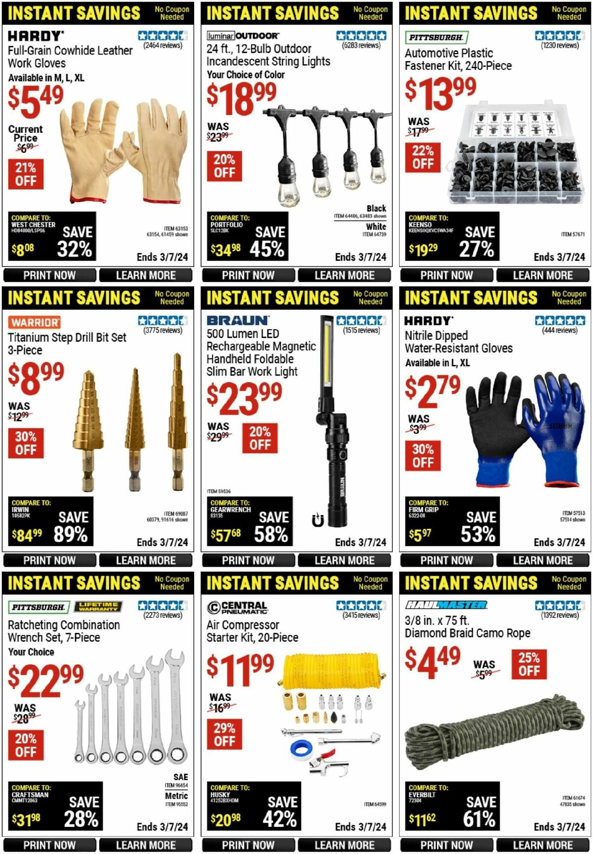 Harbor Freight Tools Instant Savings Weekly Ad from January 20