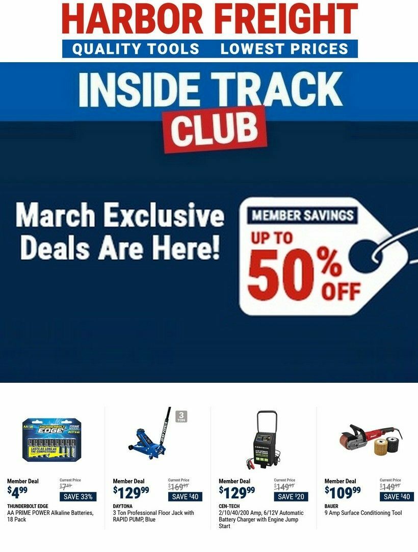 Harbor Freight Tools Inside Track Club Member Deals Weekly Ad from March 10