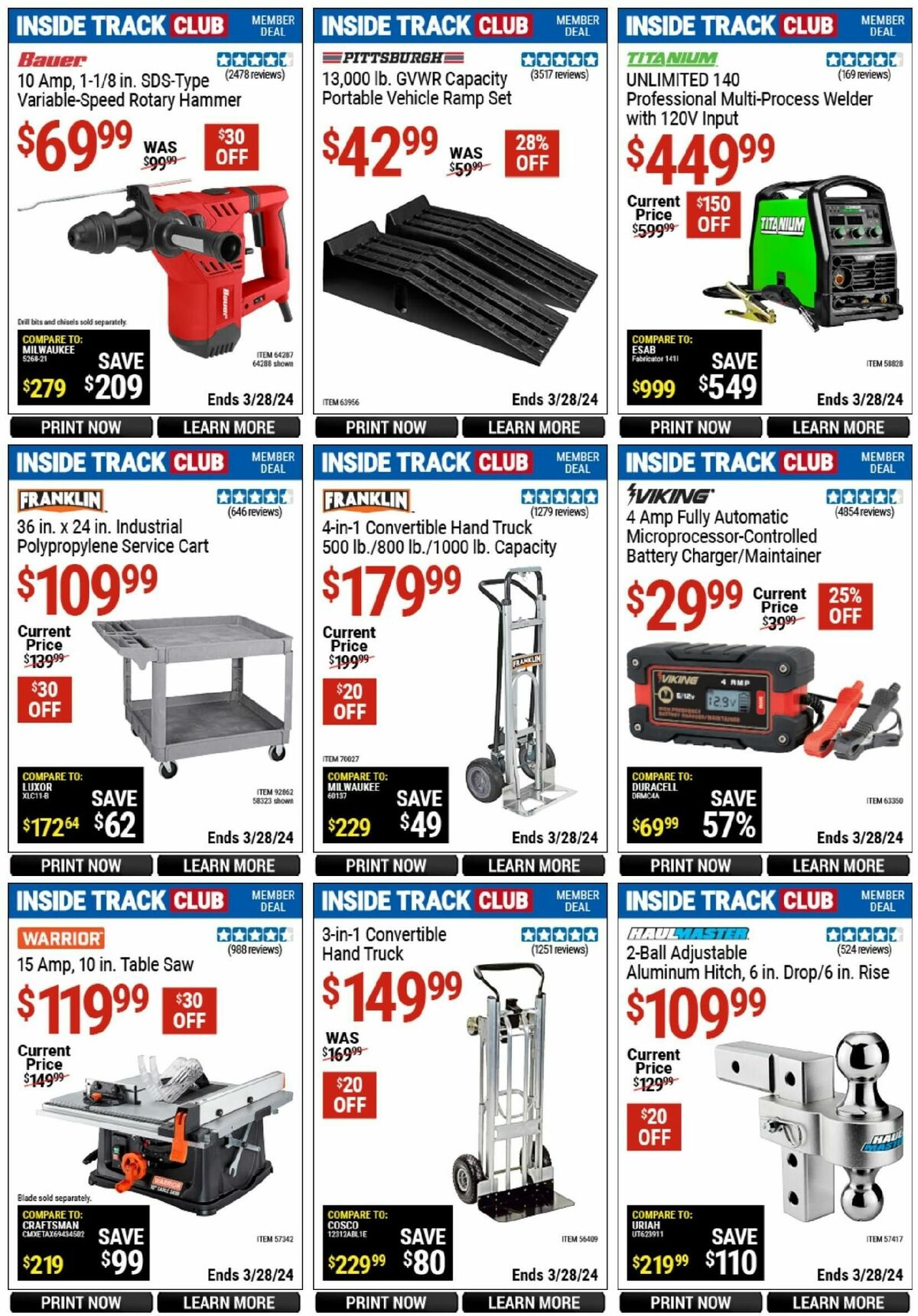 Harbor Freight Tools Inside Track Club Member Deals Weekly Ad from March 10