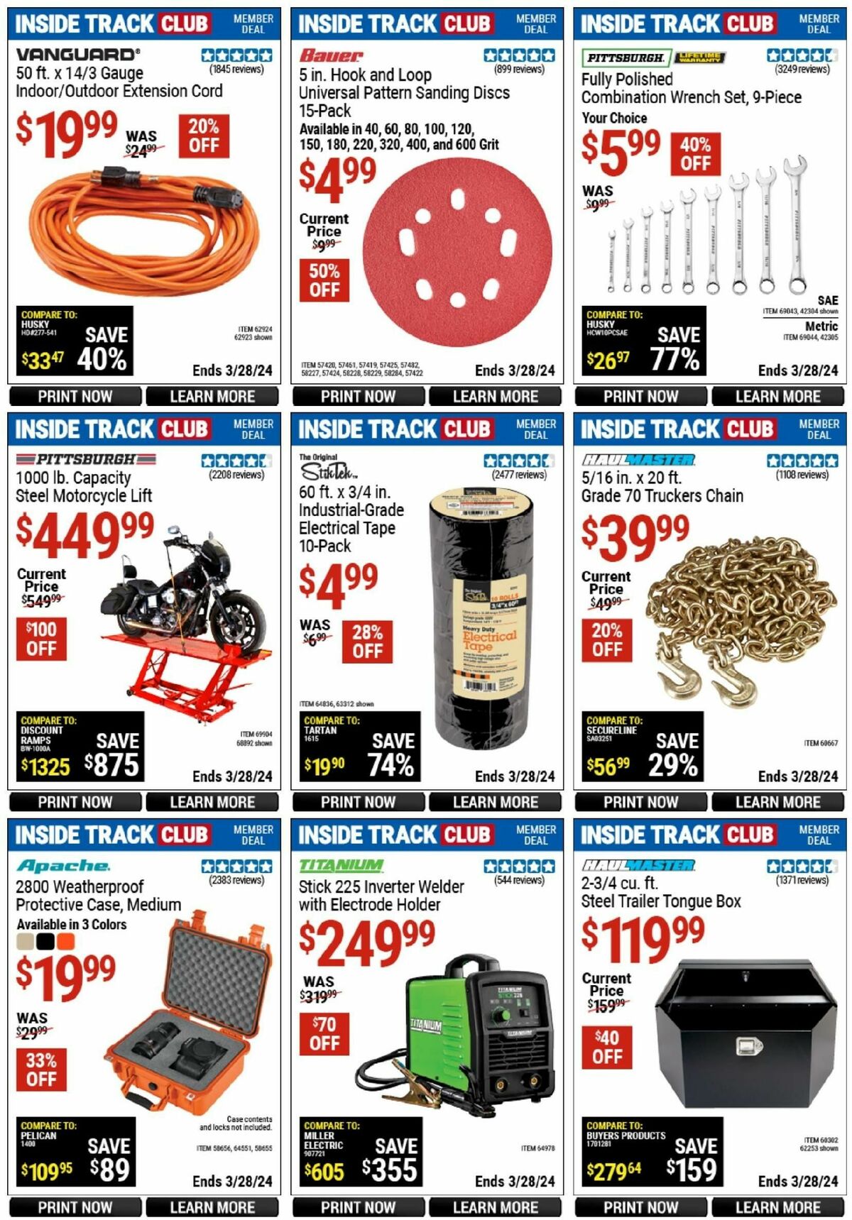 Harbor Freight Tools Inside Track Club Member Deals Weekly Ad from March 10