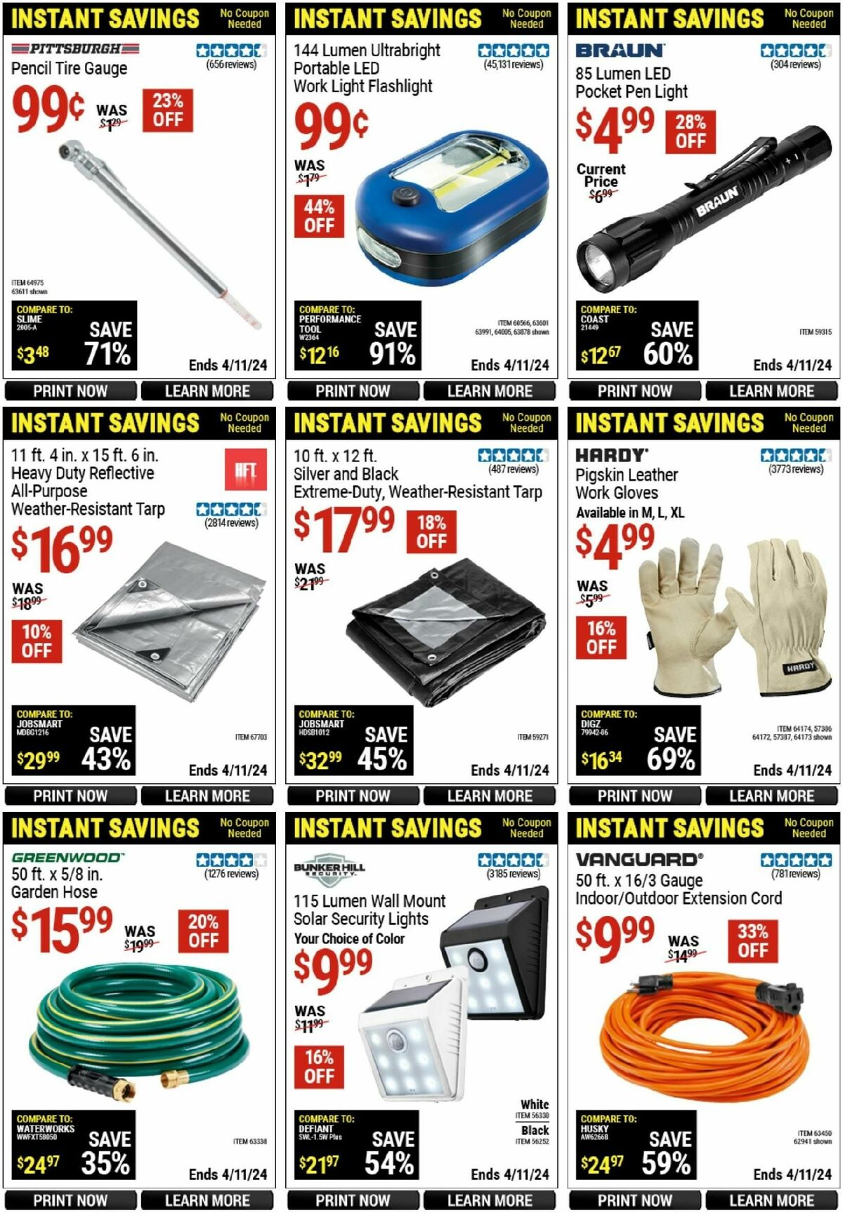Harbor Freight Tools Instant Savings Weekly Ad from March 11