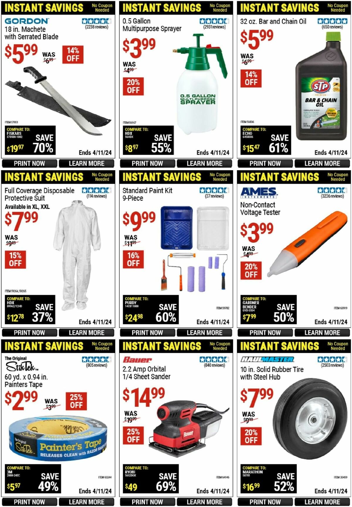 Harbor Freight Tools Instant Savings Weekly Ad from March 11