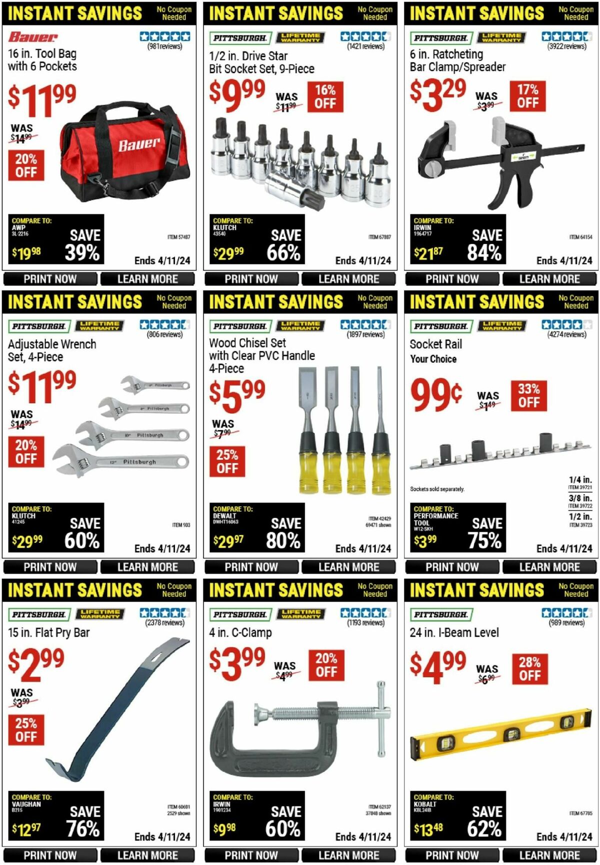 Harbor Freight Tools Instant Savings Weekly Ad from March 11