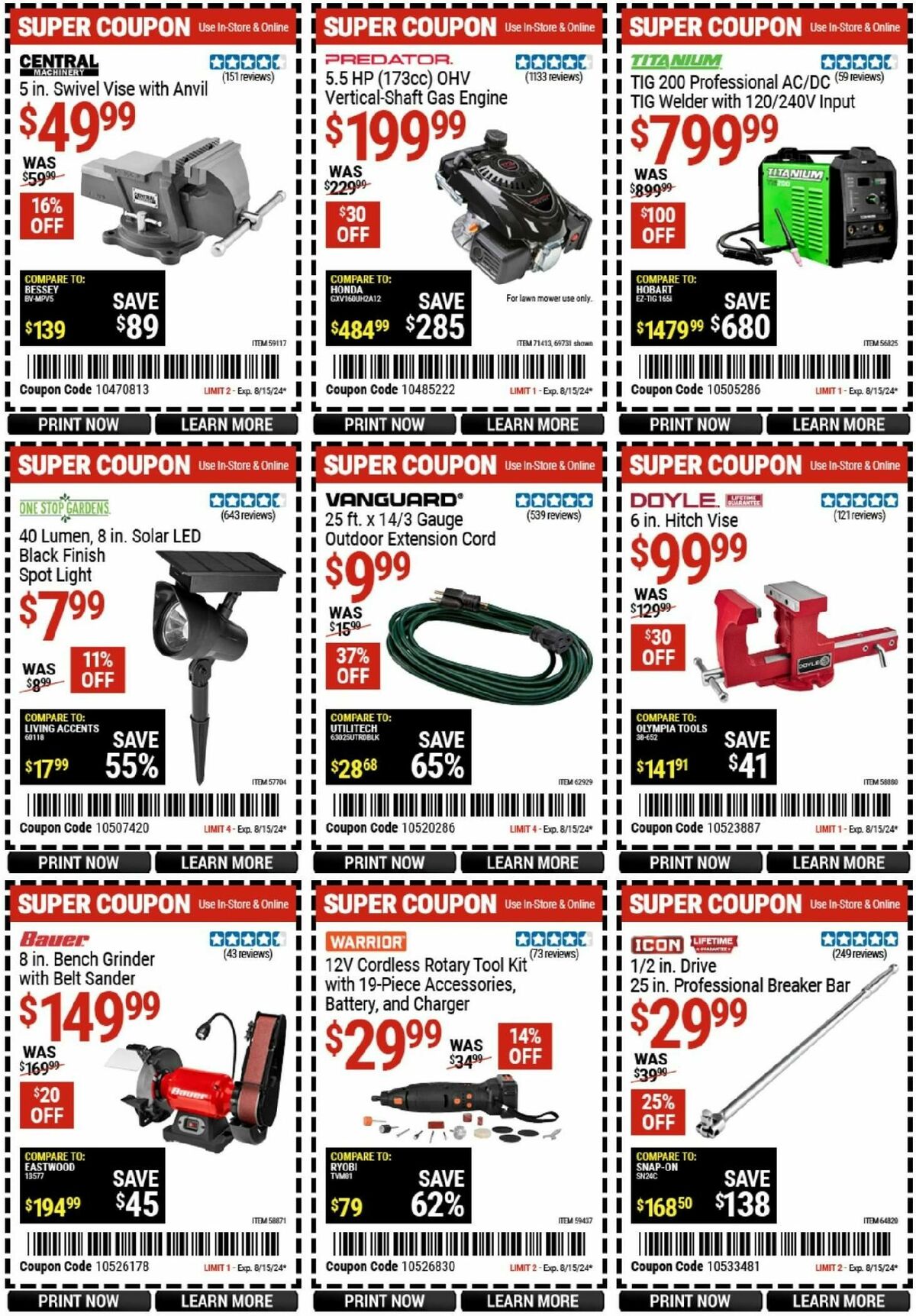 Harbor Freight Tools Weekly Ad from August 5