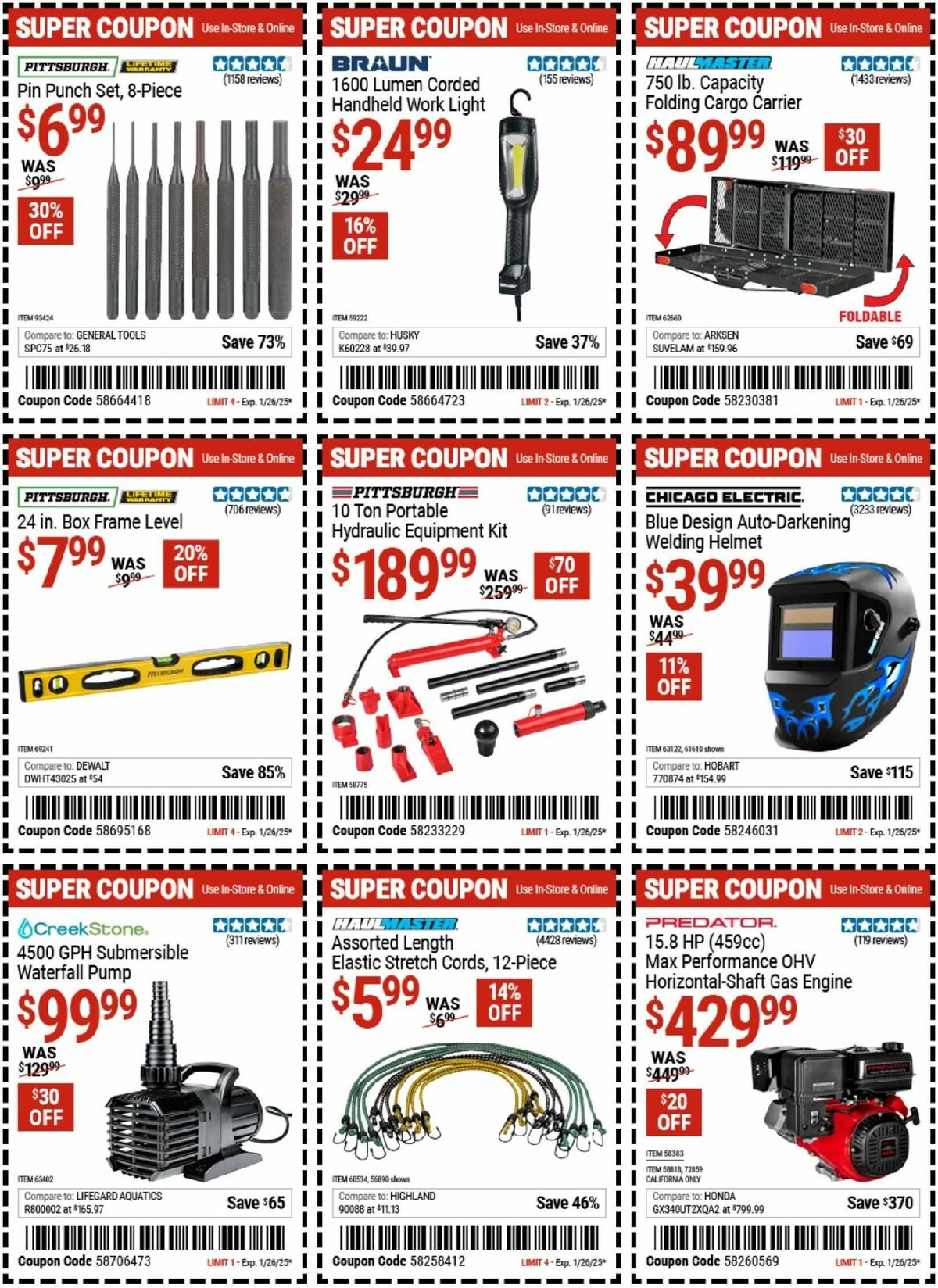 Harbor Freight Tools Weekly Ad from January 13