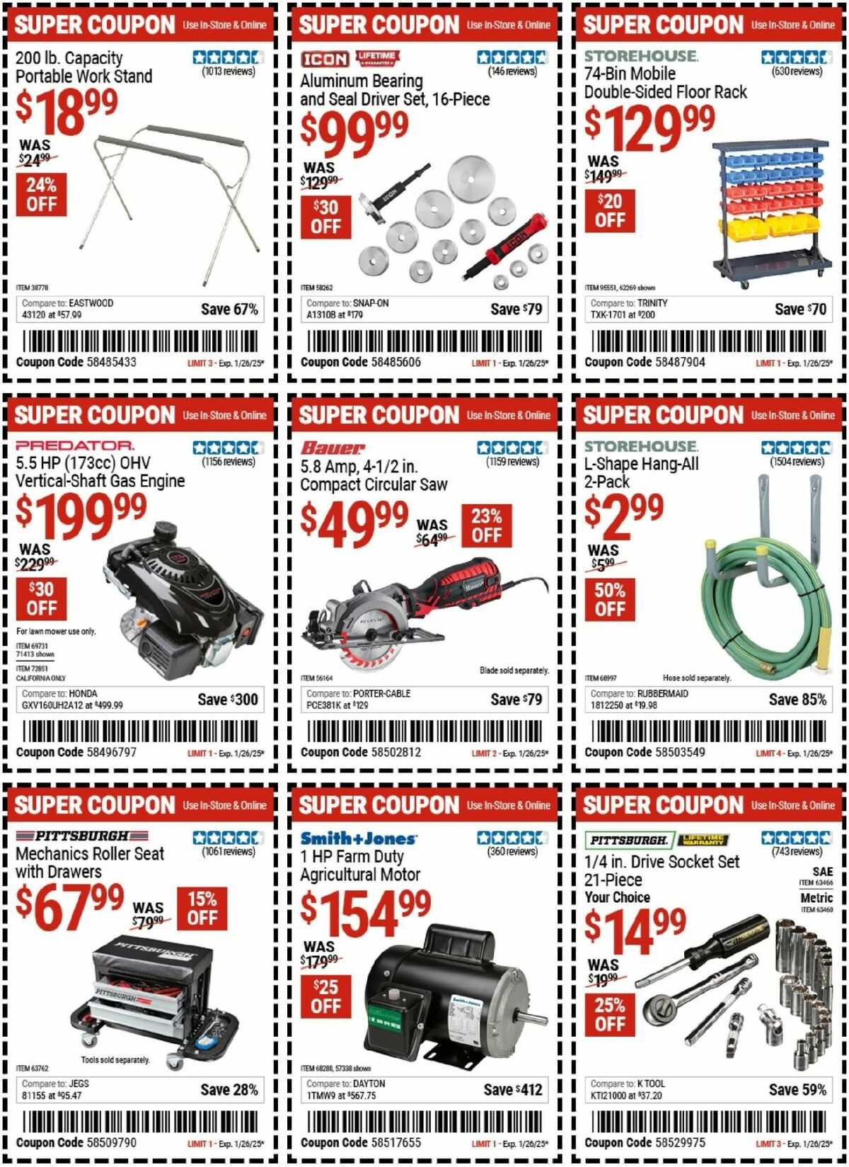 Harbor Freight Tools Weekly Ad from January 13