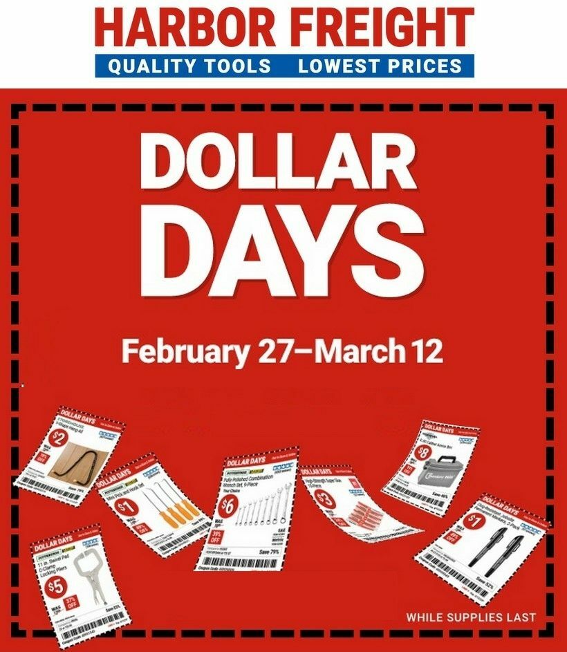 Harbor Freight Tools Dollar Days Weekly Ad from February 27