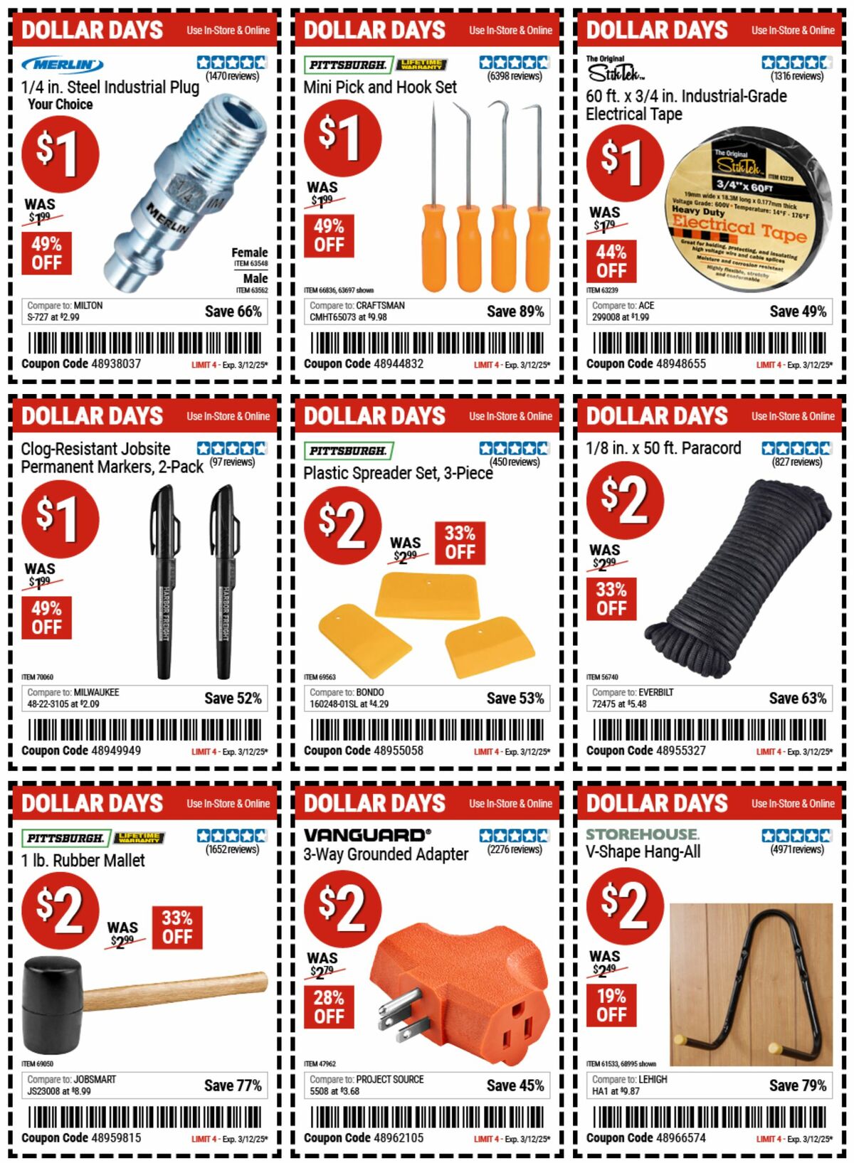 Harbor Freight Tools Dollar Days Weekly Ad from February 27