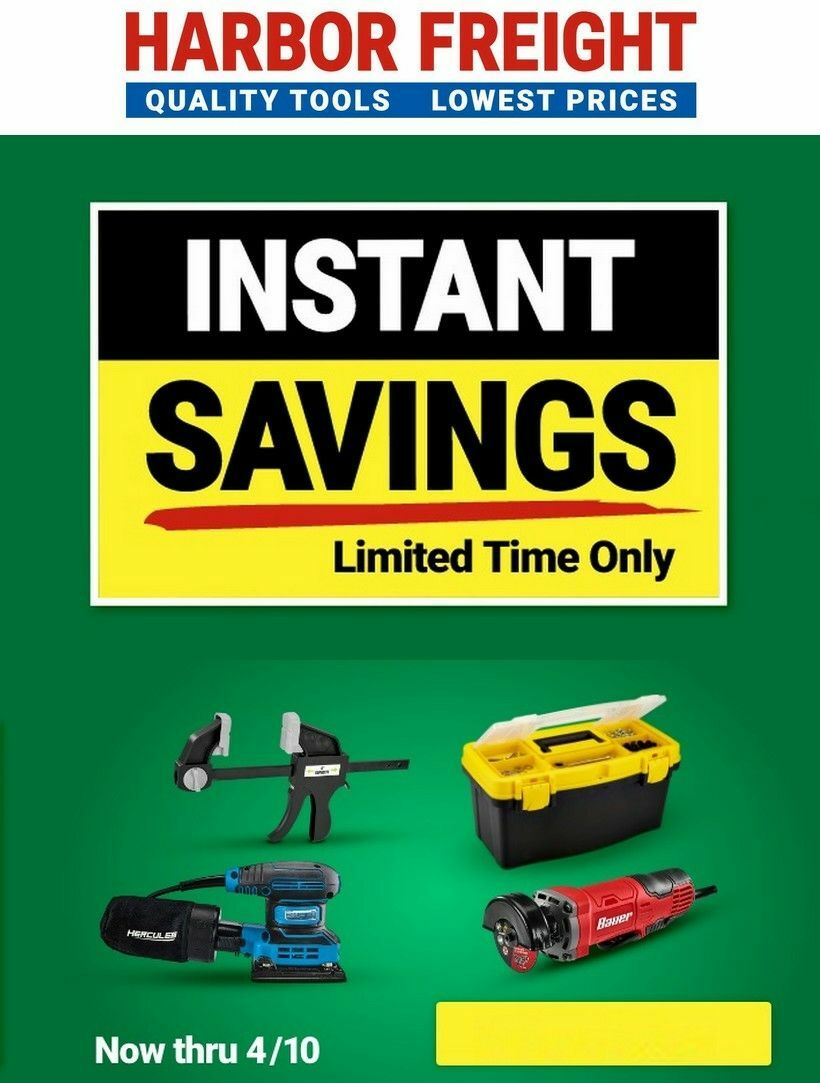 Harbor Freight Tools Instant Savings Weekly Ad from March 10