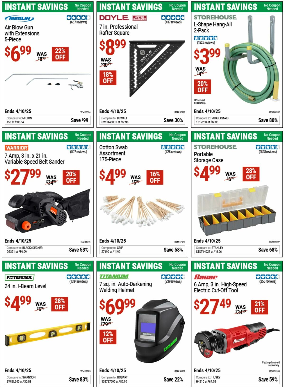 Harbor Freight Tools Instant Savings Weekly Ad from March 10