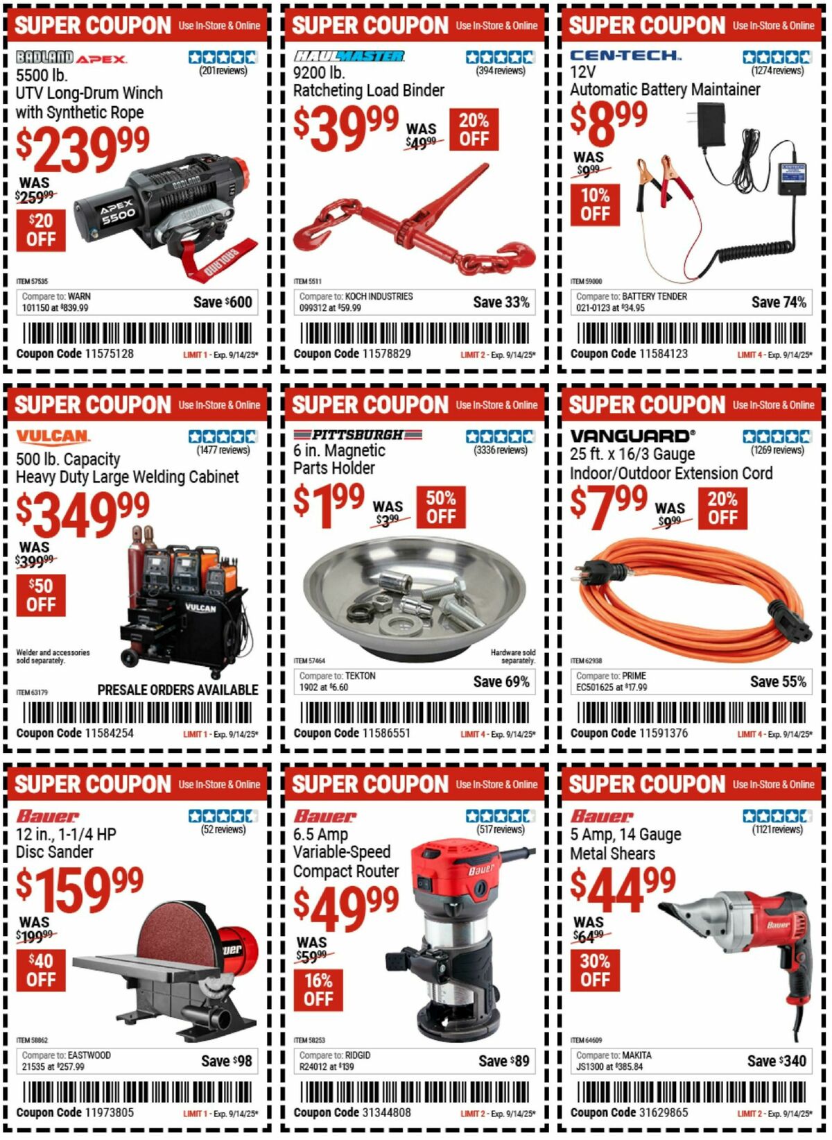 Harbor Freight Tools Weekly Ad from September 2