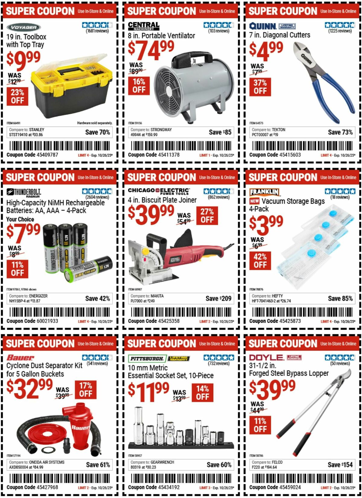 Harbor Freight Tools Weekly Ad from October 13