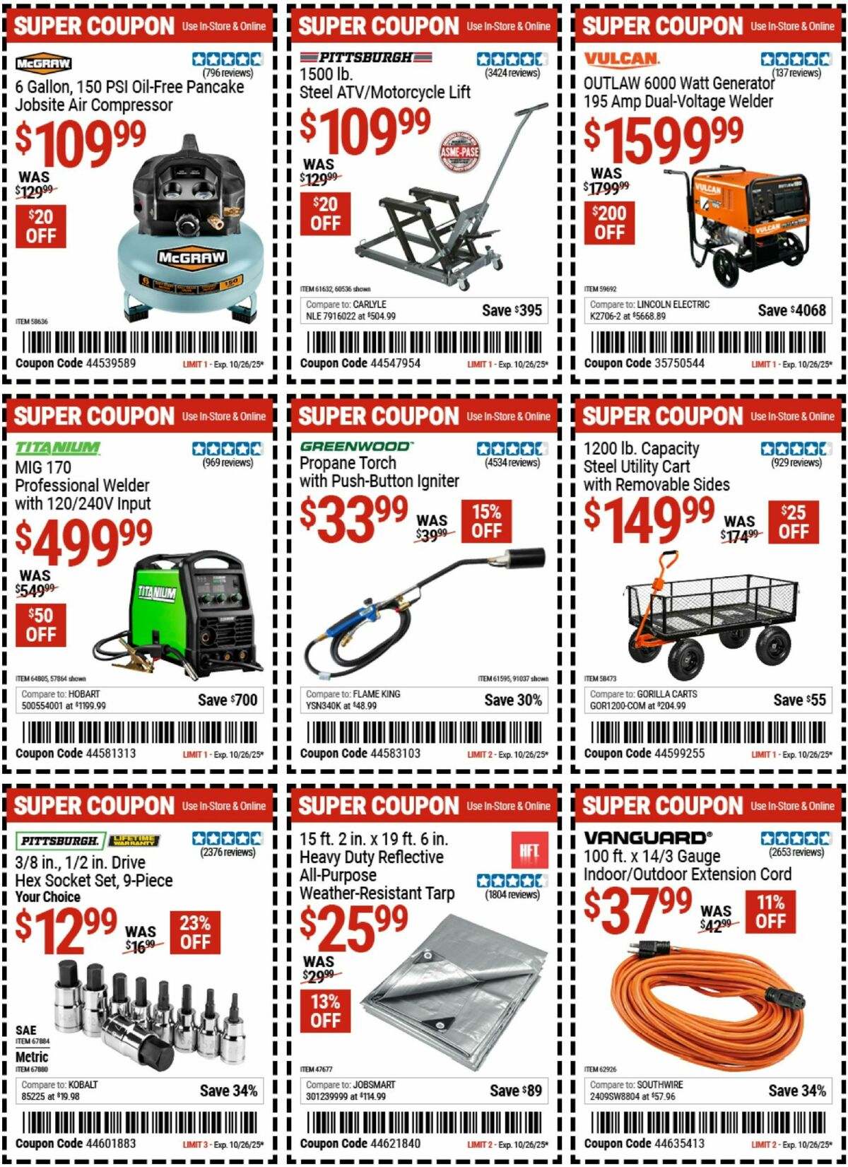 Harbor Freight Tools Weekly Ad from October 13