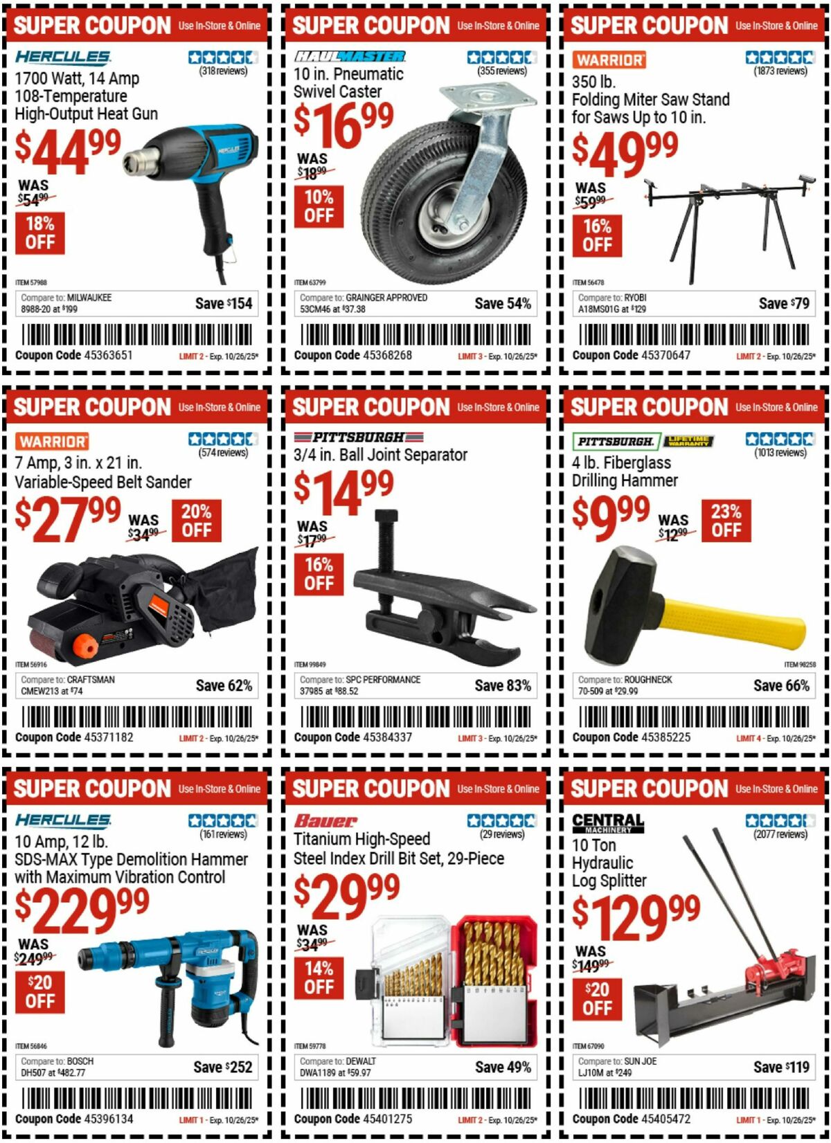 Harbor Freight Tools Weekly Ad from October 13