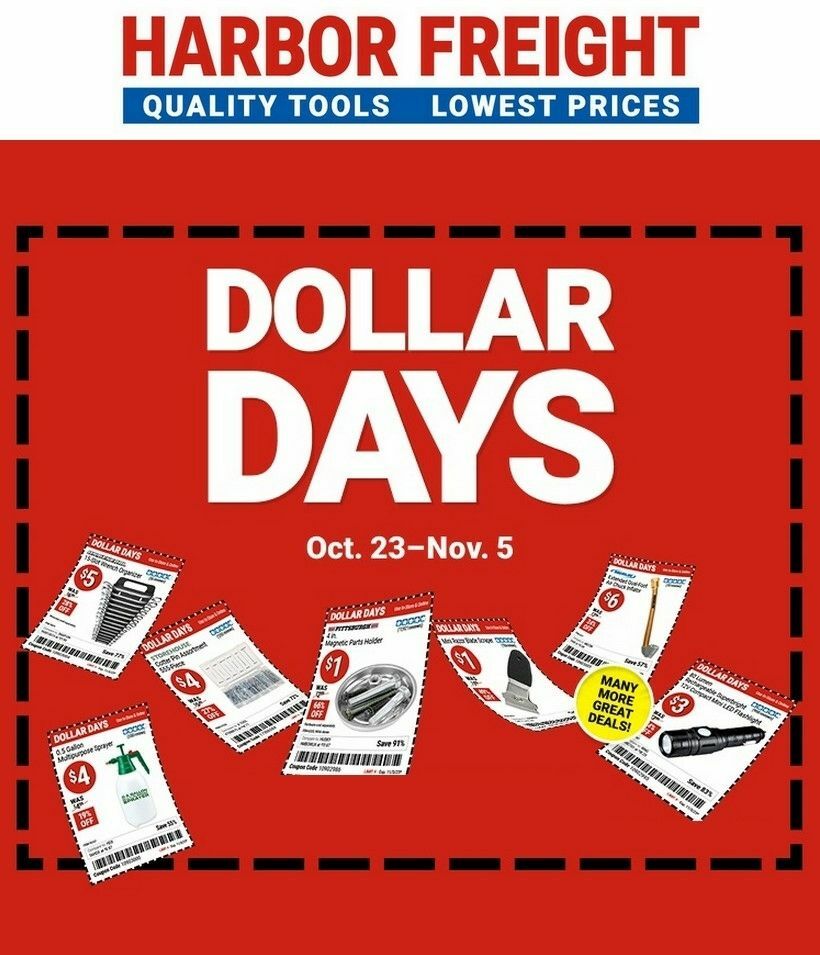 Harbor Freight Tools Dollar Days Weekly Ad from October 23