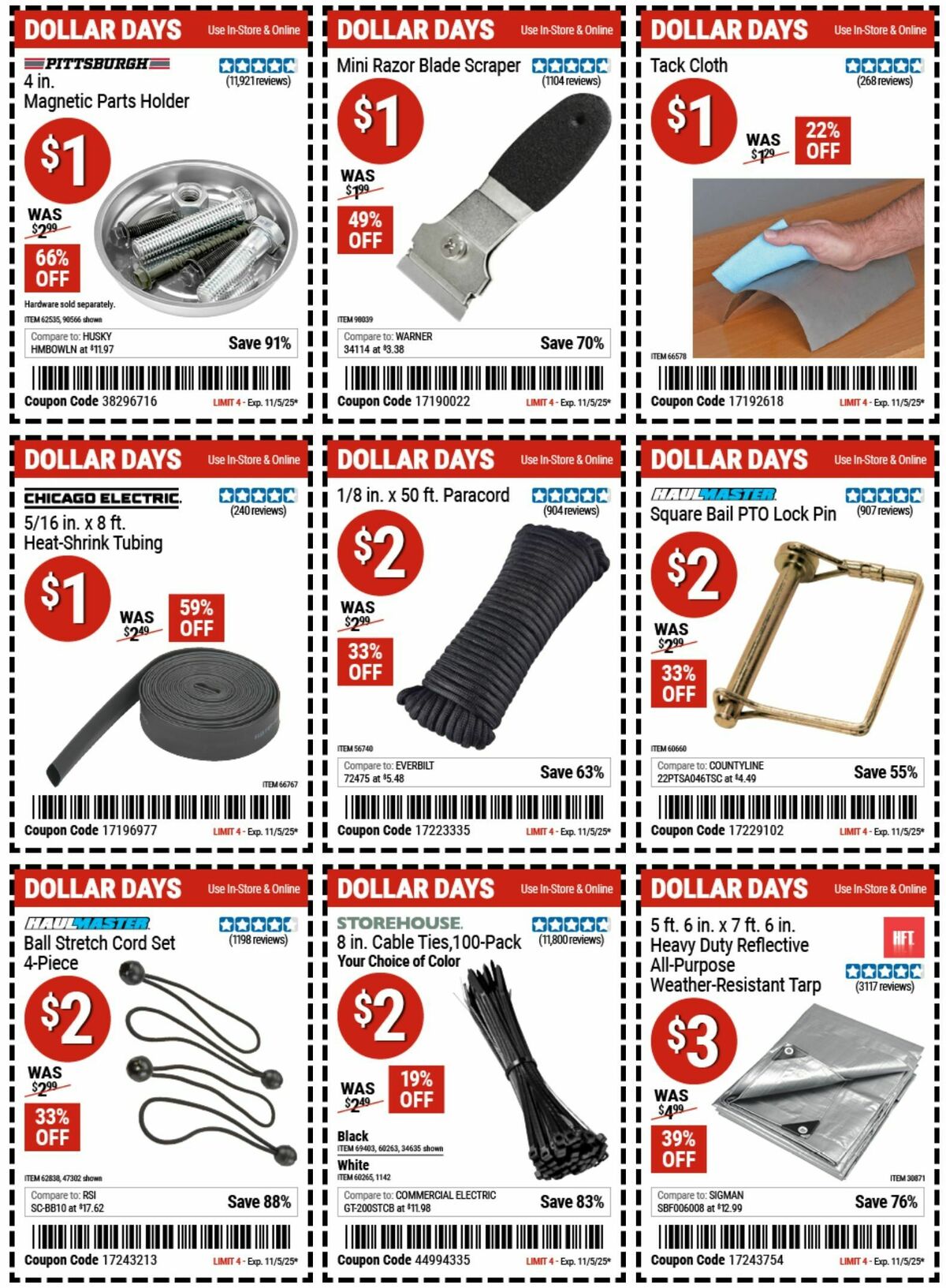 Harbor Freight Tools Dollar Days Weekly Ad from October 23