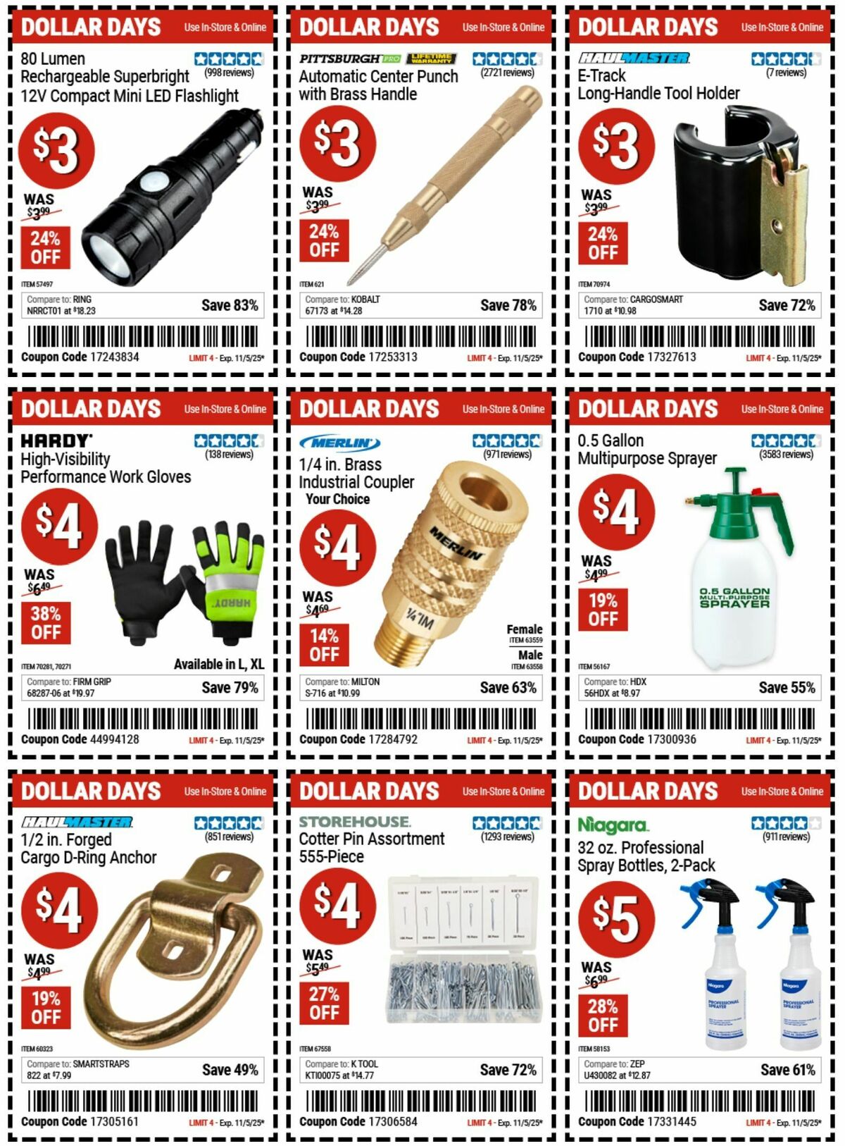Harbor Freight Tools Dollar Days Weekly Ad from October 23