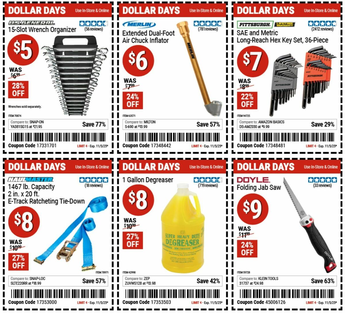 Harbor Freight Tools Dollar Days Weekly Ad from October 23