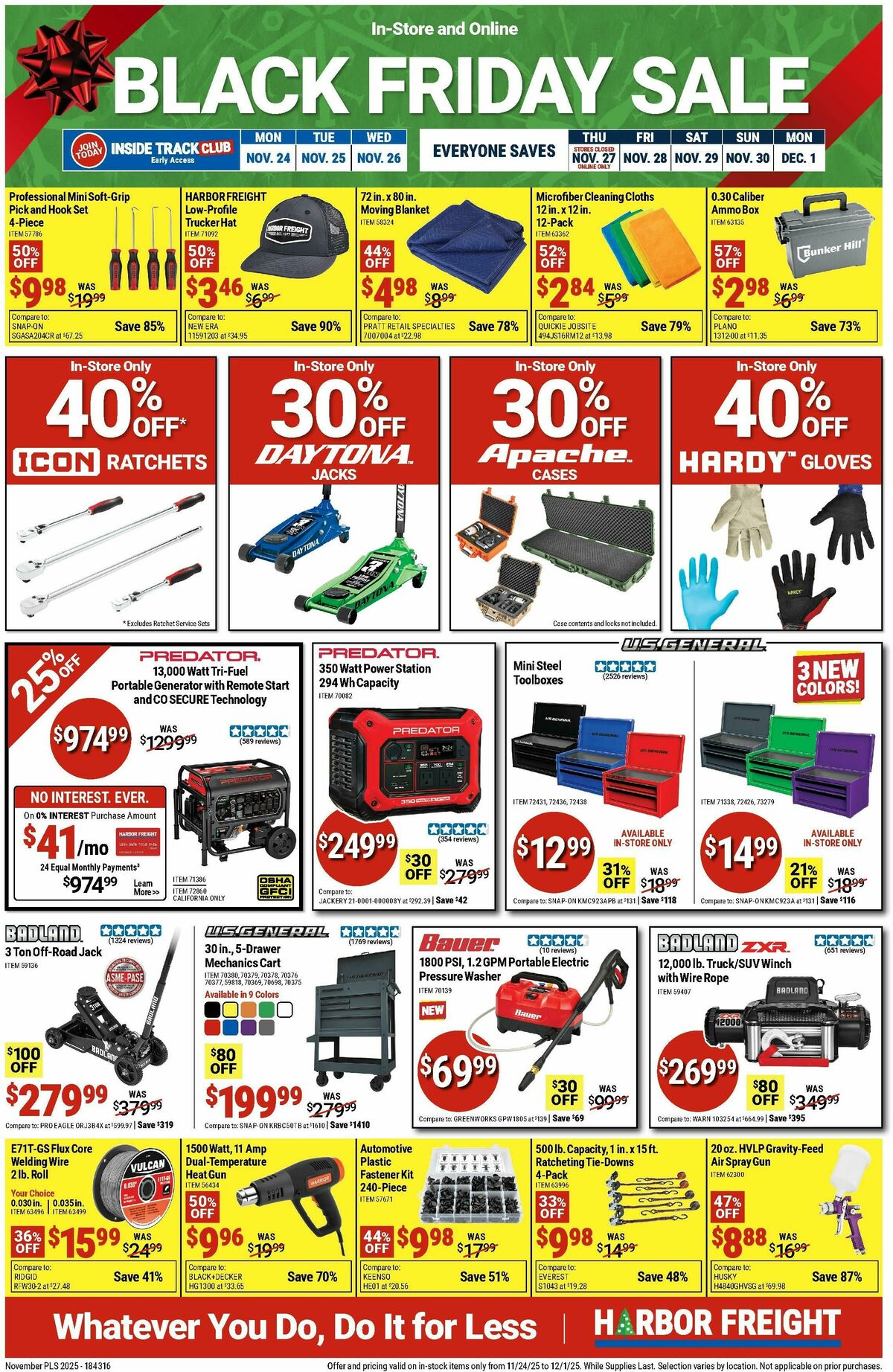 Harbor Freight Tools Black Friday Weekly Ad from November 24