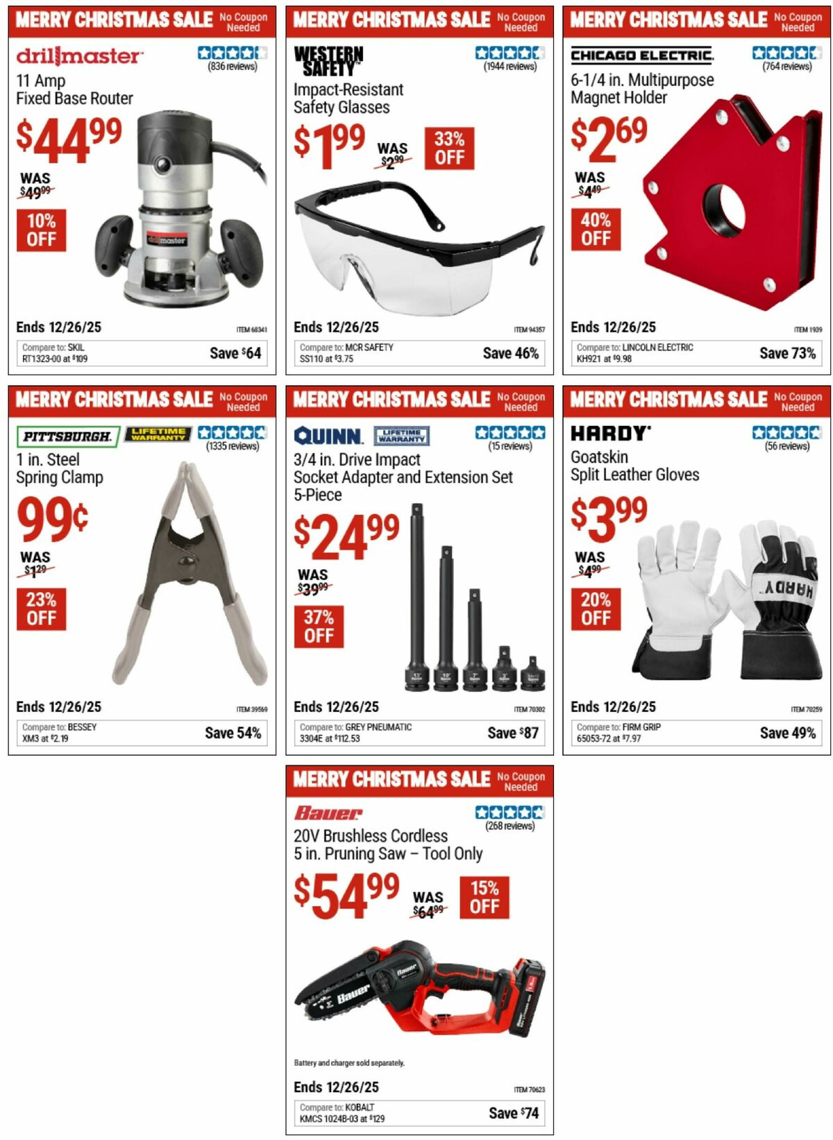 Harbor Freight Tools Merry Christmas Sale! Weekly Ad from December 2