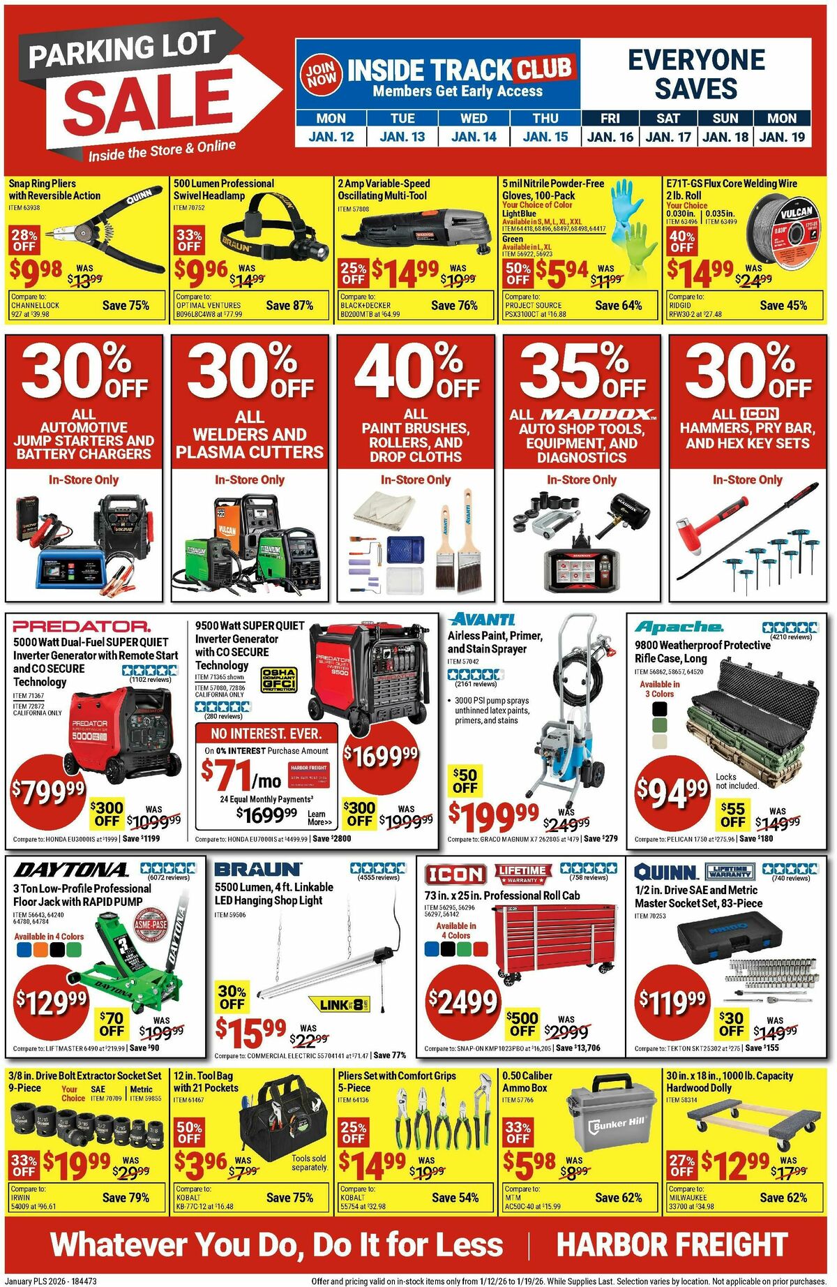 Harbor Freight Tools Weekly Ad from January 12