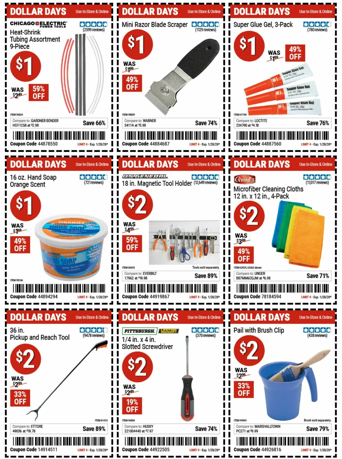 Harbor Freight Tools Dollar Days Weekly Ad from January 15