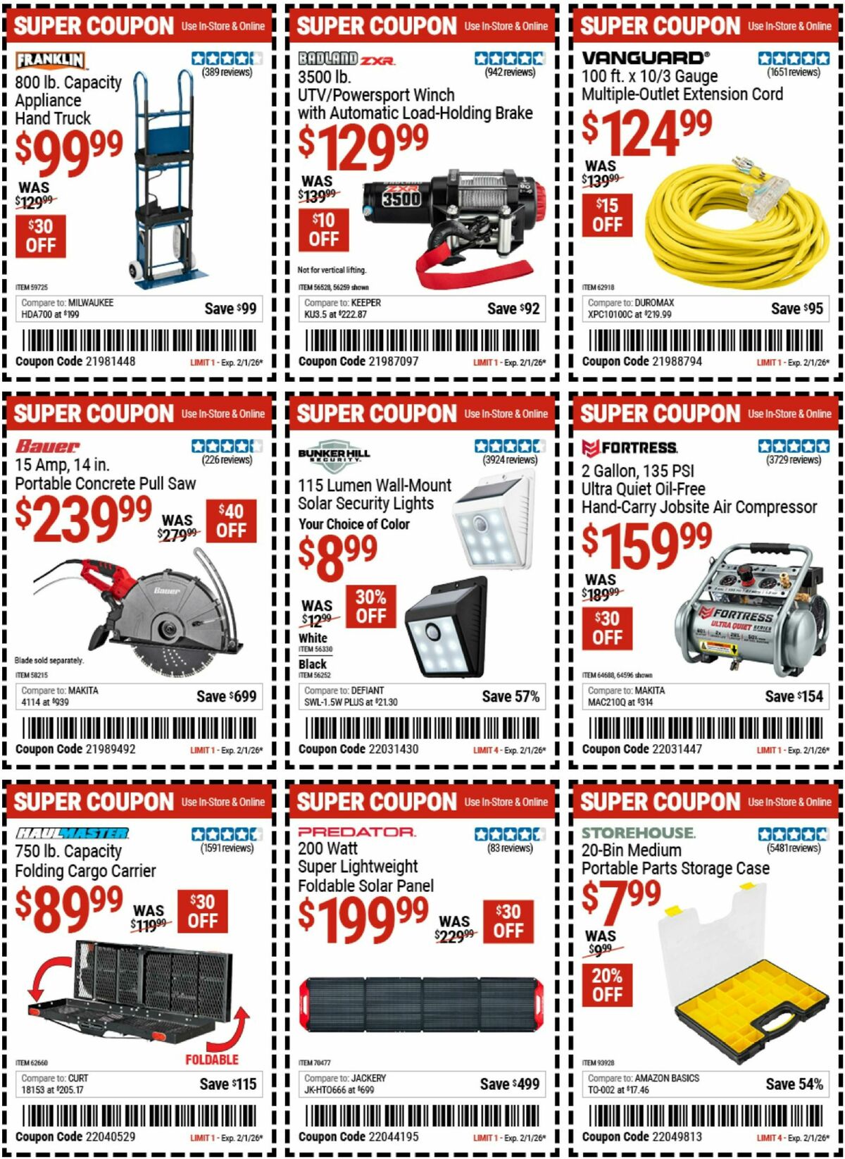 Harbor Freight Tools Weekly Ad from January 20