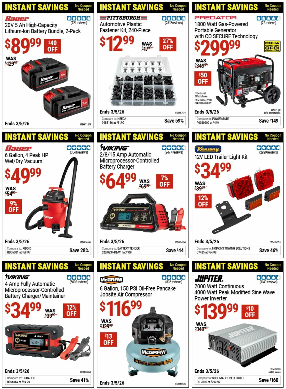 Harbor Freight Tools Instant Savings Weekly Ad from January 20