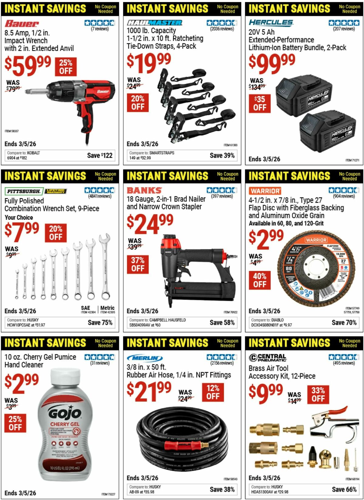 Harbor Freight Tools Instant Savings Weekly Ad from January 20