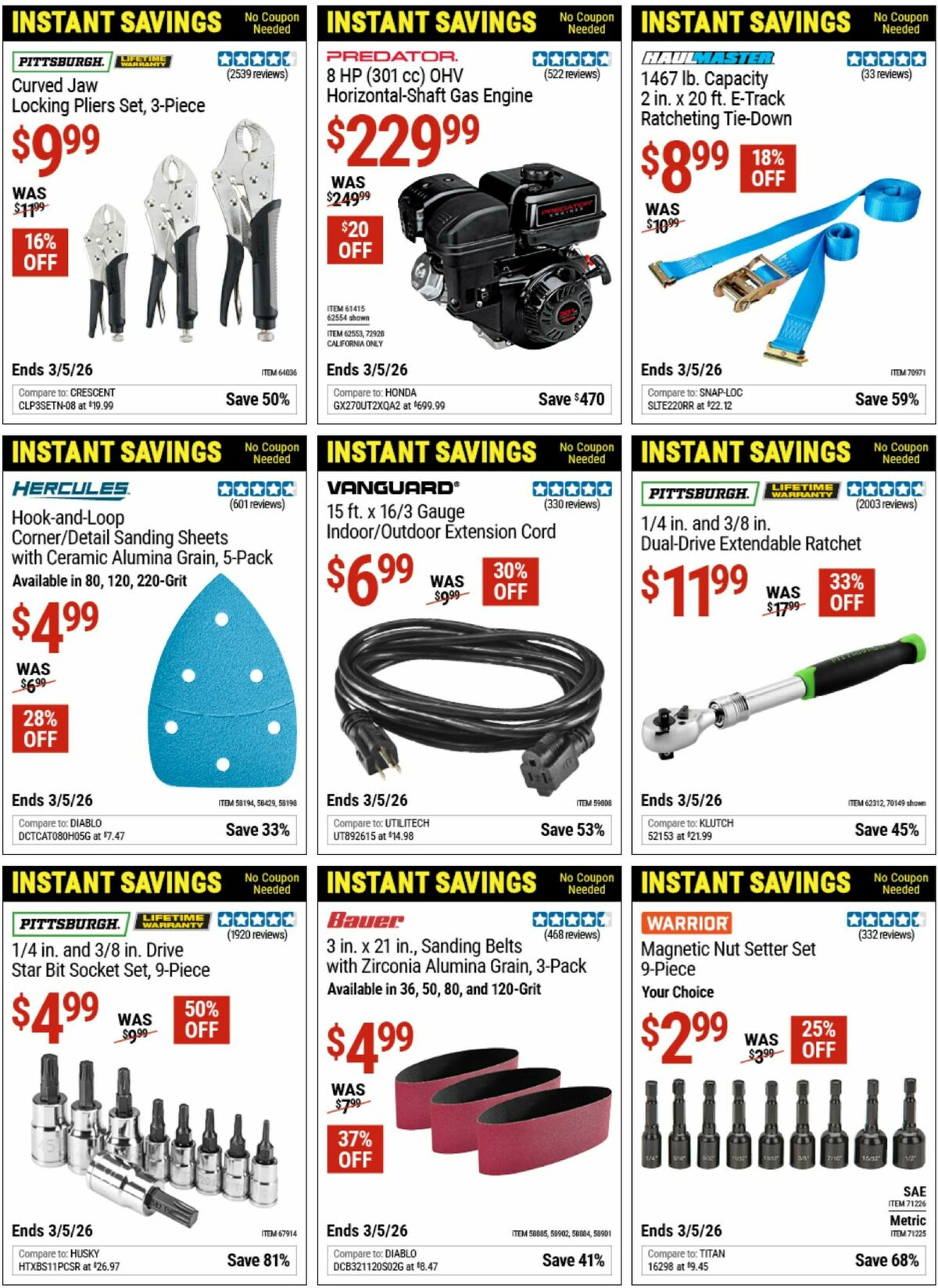 Harbor Freight Tools Instant Savings Weekly Ad from January 20