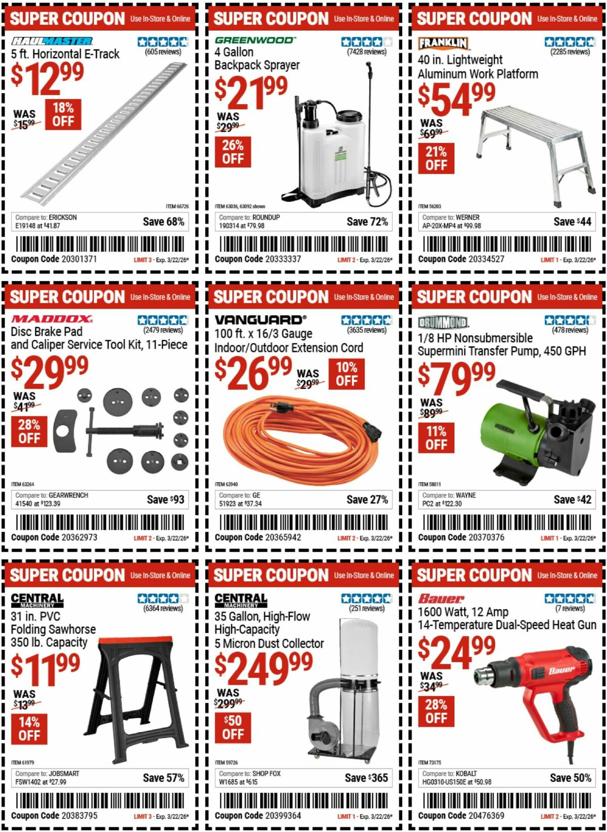 Harbor Freight Tools Weekly Ad from March 9
