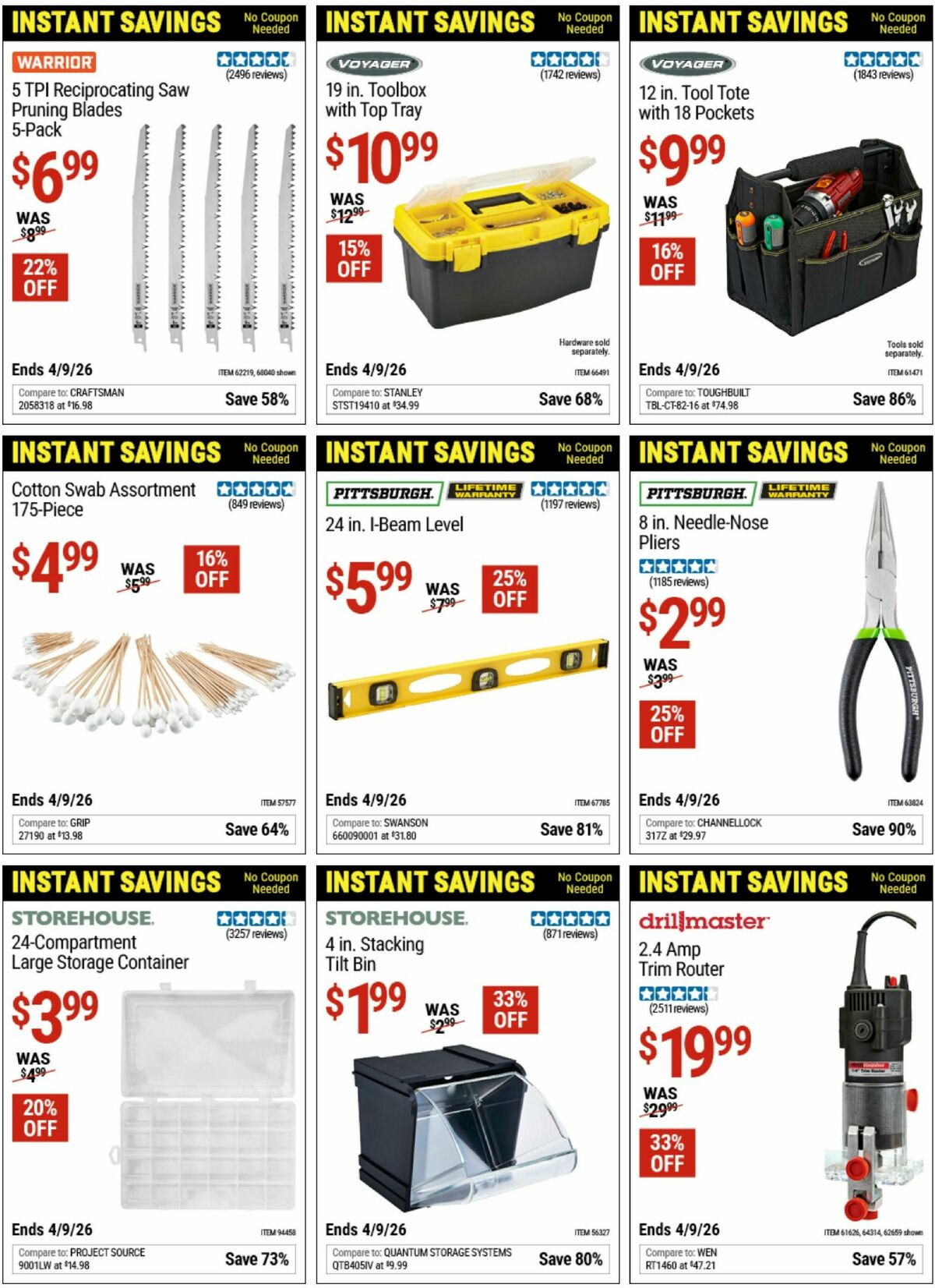 Harbor Freight Tools Instant Savings Weekly Ad from March 20