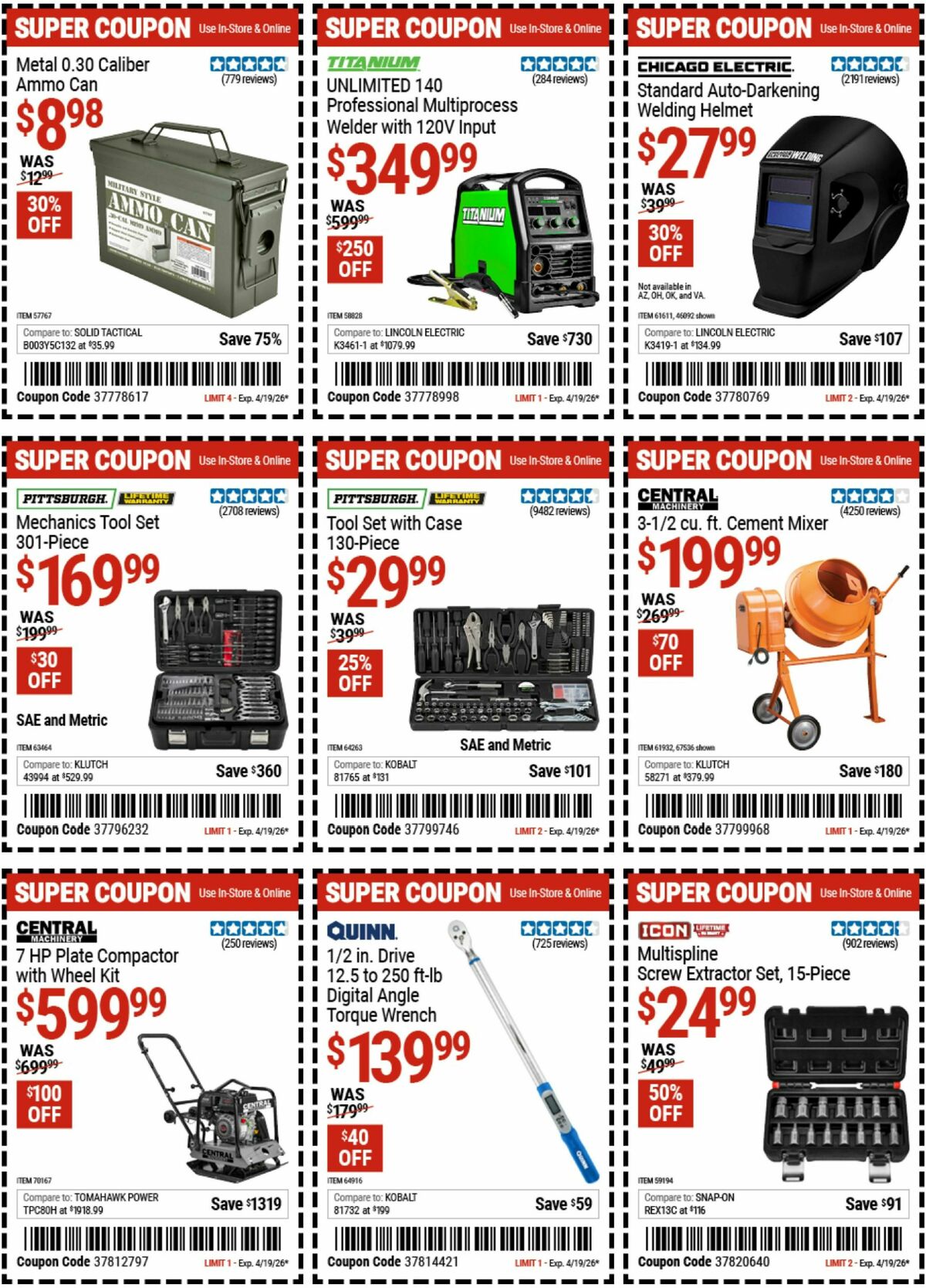 Harbor Freight Tools Weekly Ad from April 14