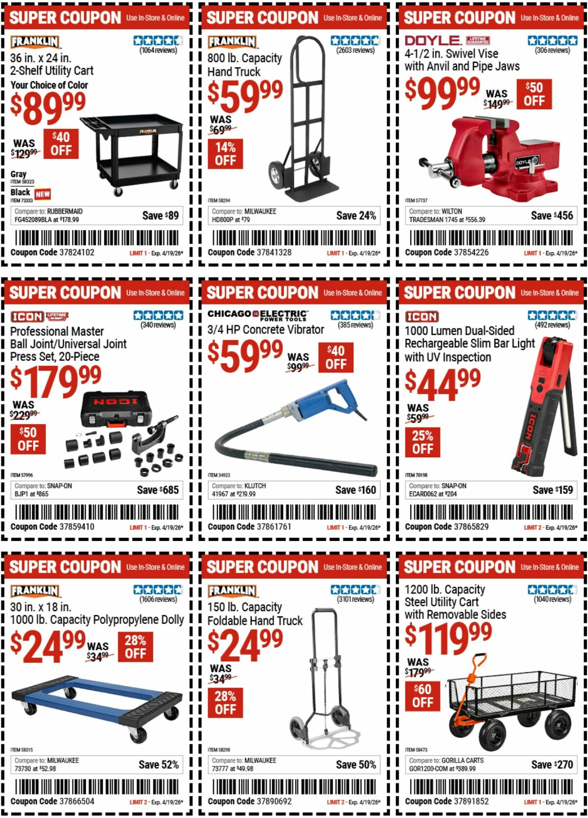 Harbor Freight Tools Weekly Ad from April 14
