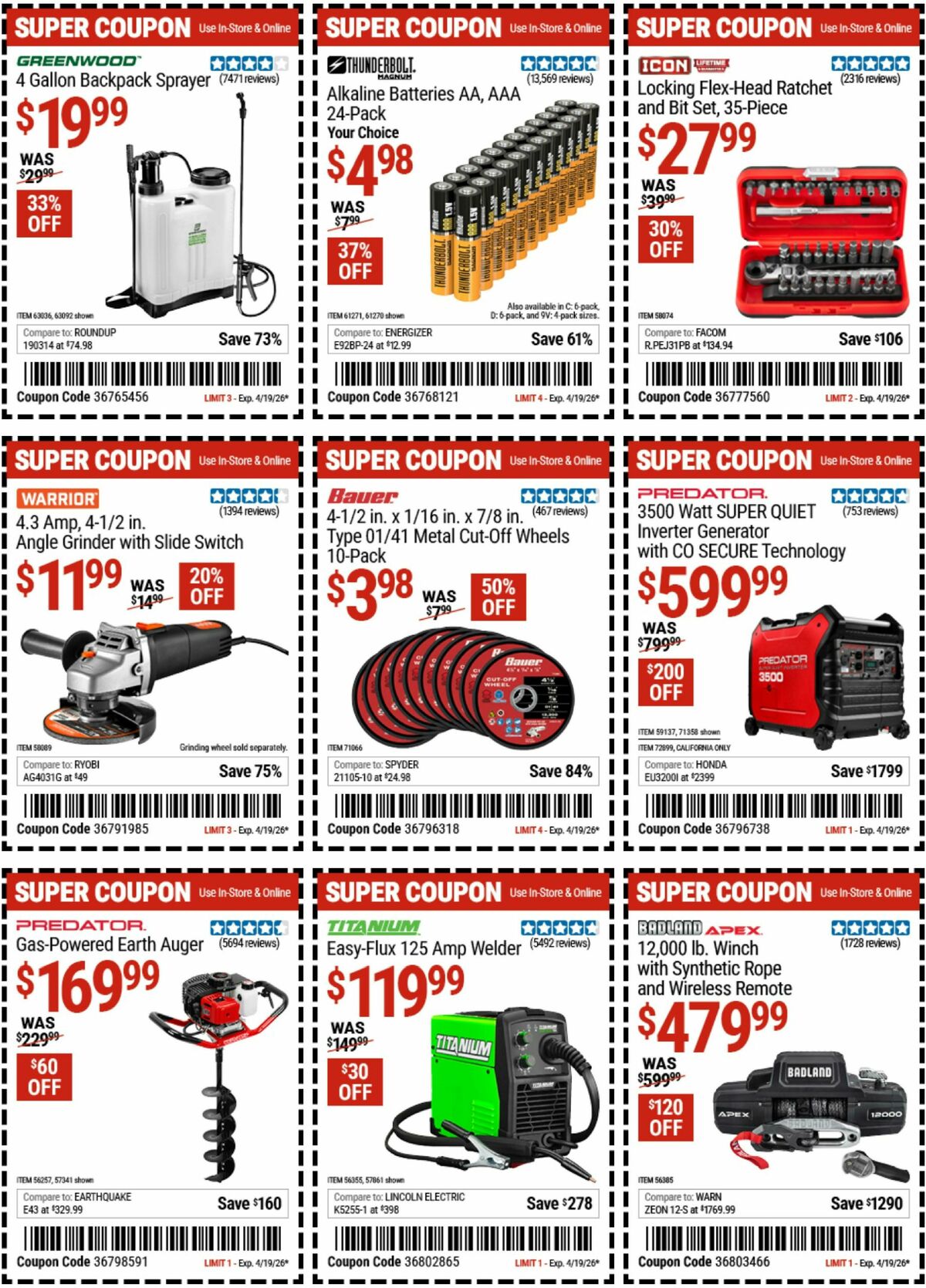 Harbor Freight Tools Weekly Ad from April 14