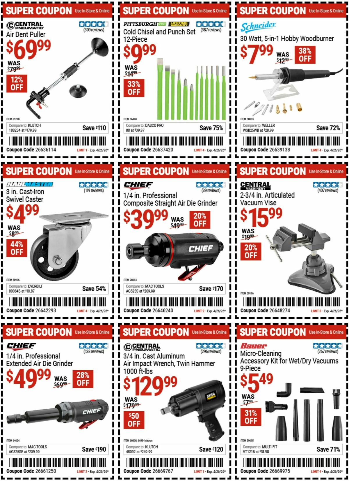 Harbor Freight Tools Weekly Ad from April 14
