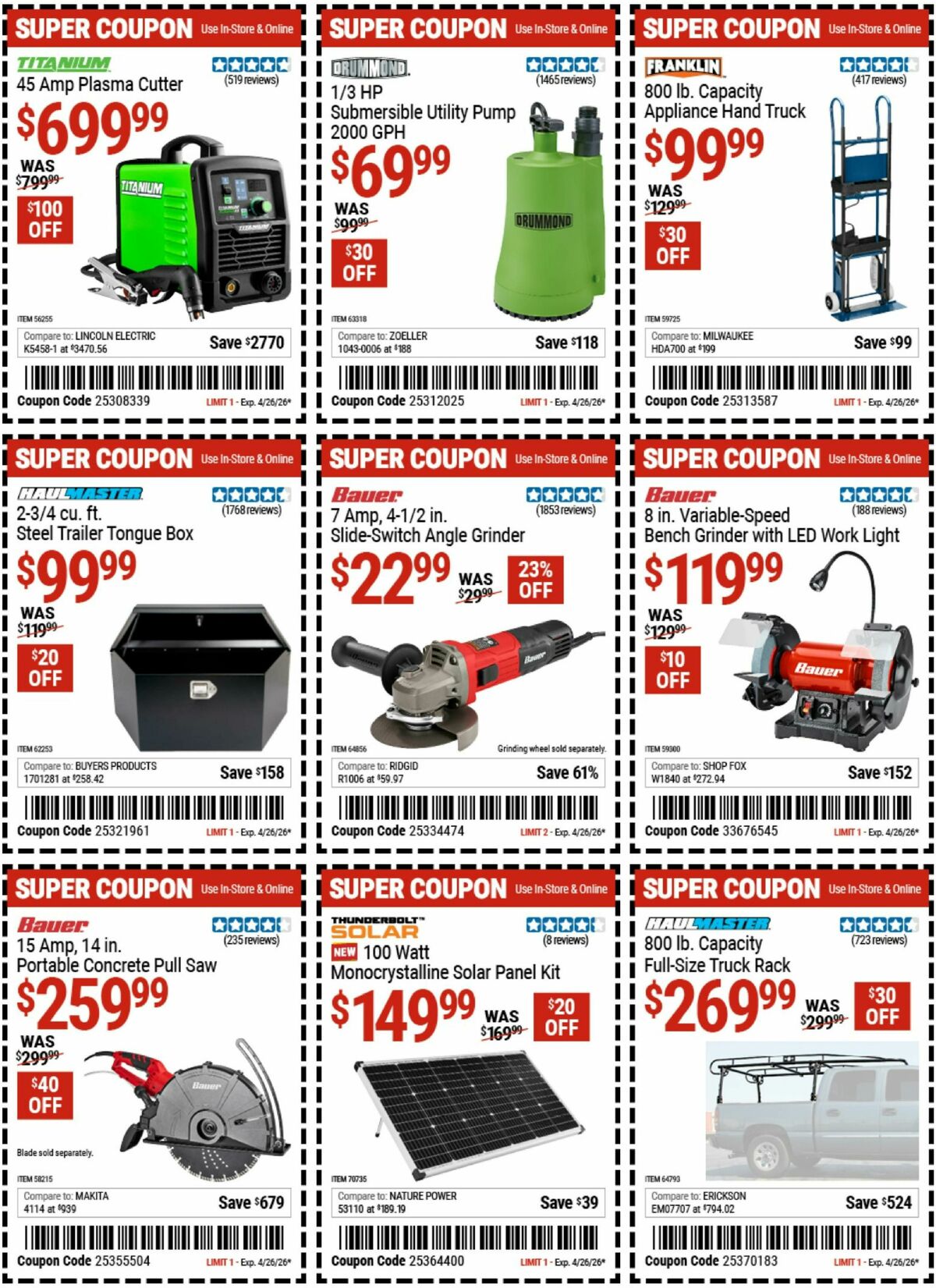 Harbor Freight Tools Weekly Ad from April 14