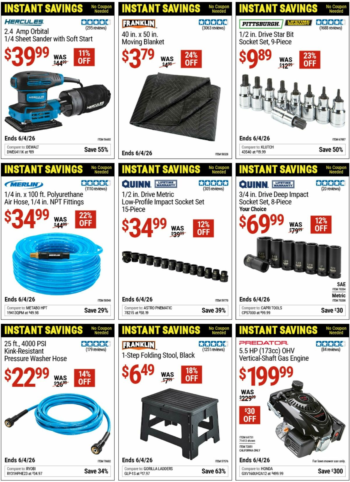 Harbor Freight Tools Instant Savings Weekly Ad from April 15
