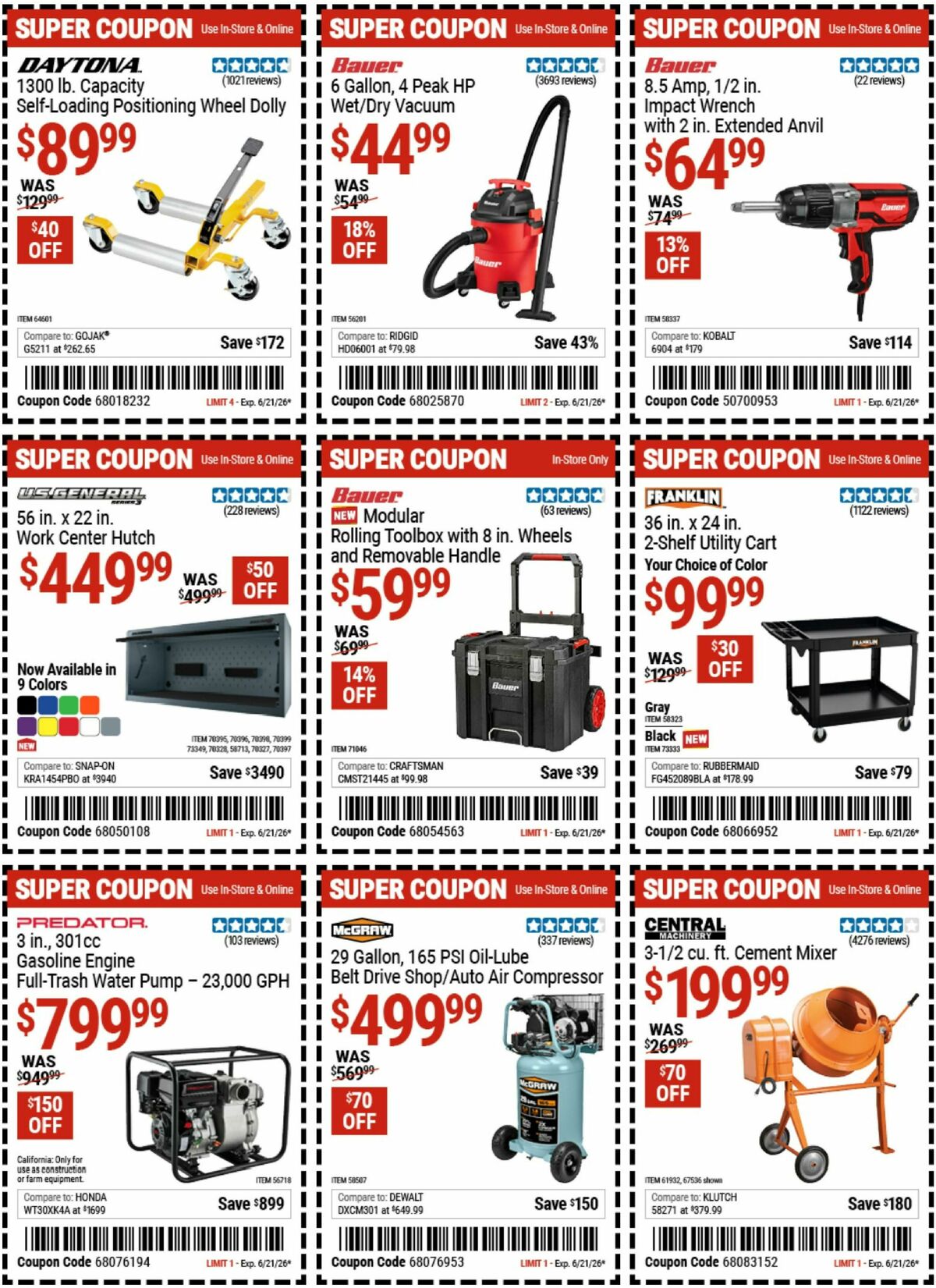 Harbor Freight Tools Weekly Ad from June 8