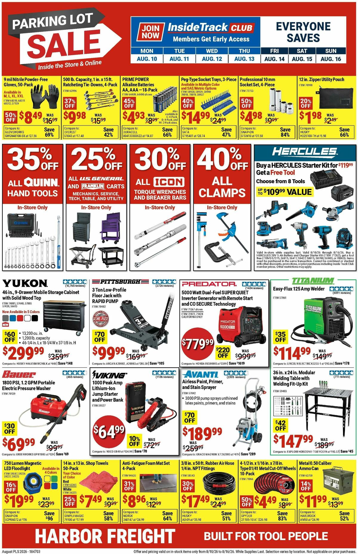 Harbor Freight Tools Weekly Ad from August 10
