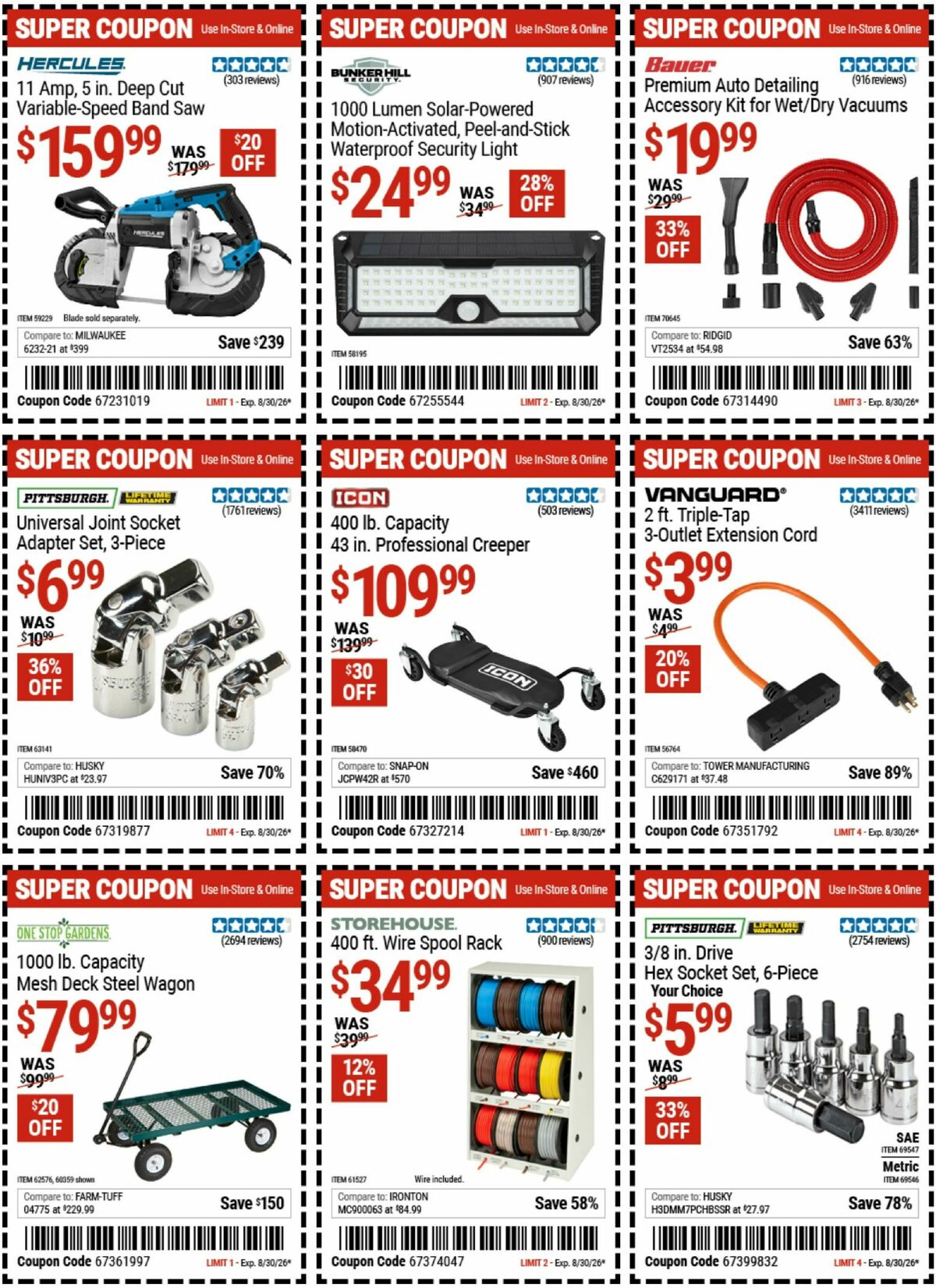 Harbor Freight Tools Weekly Ad from August 17