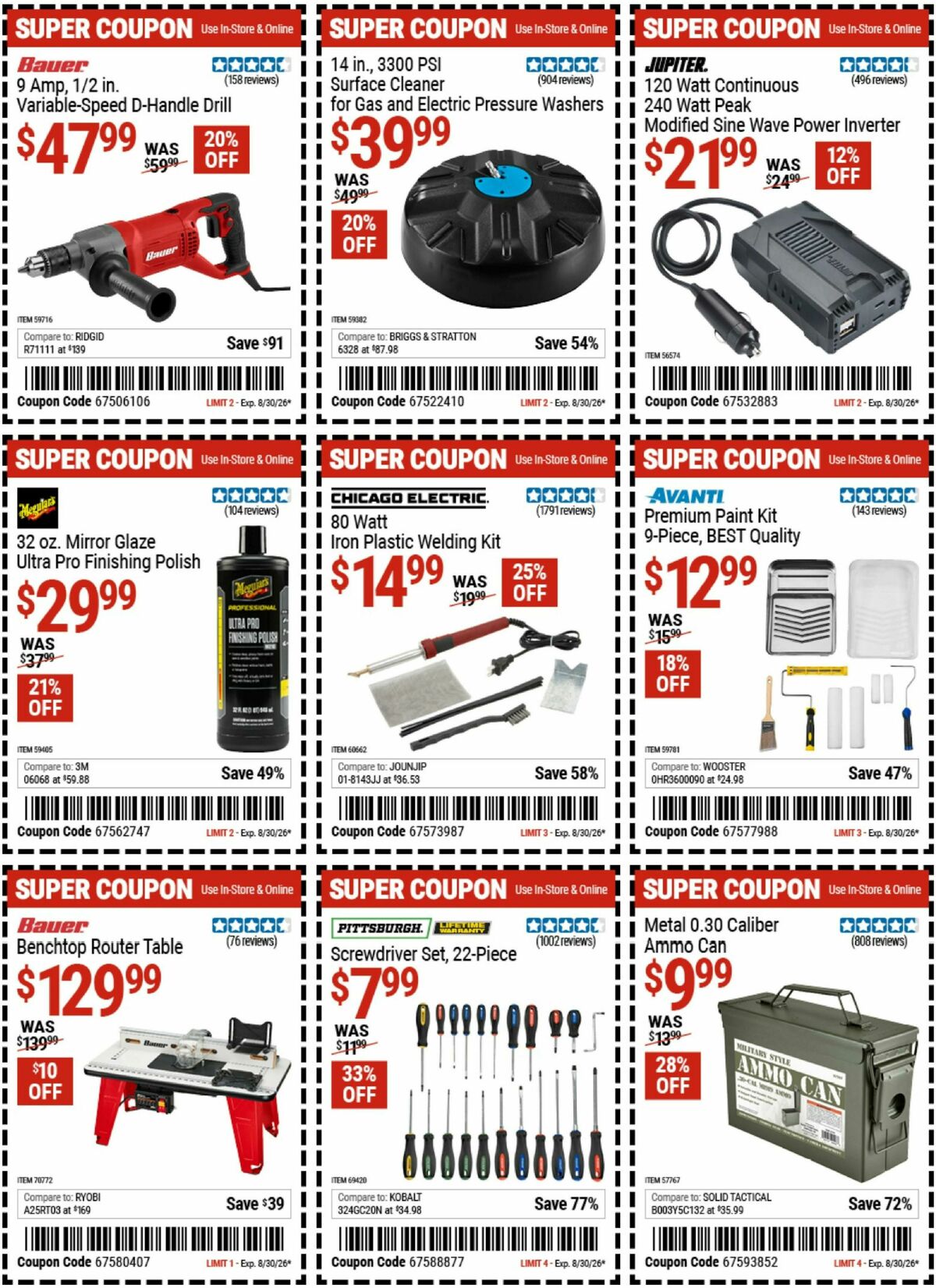Harbor Freight Tools Weekly Ad from August 17