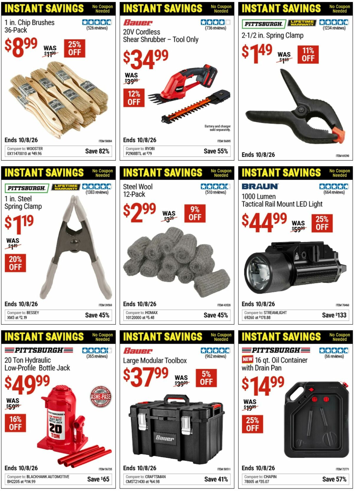 Harbor Freight Tools Instant Savings Weekly Ad from August 17